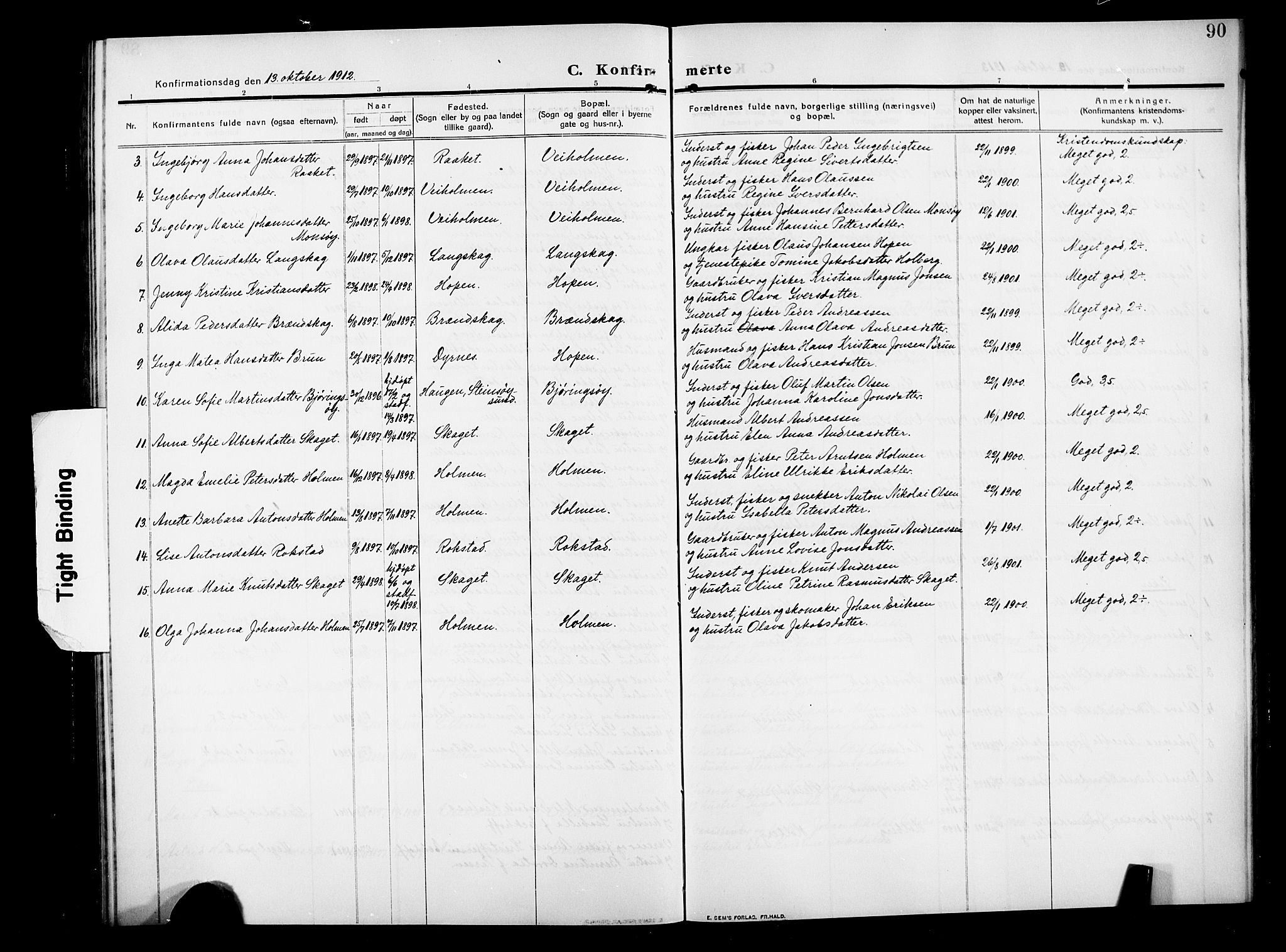 Ministerialprotokoller, klokkerbøker og fødselsregistre - Møre og Romsdal, SAT/A-1454/583/L0956: Klokkerbok nr. 583C01, 1909-1925, s. 90