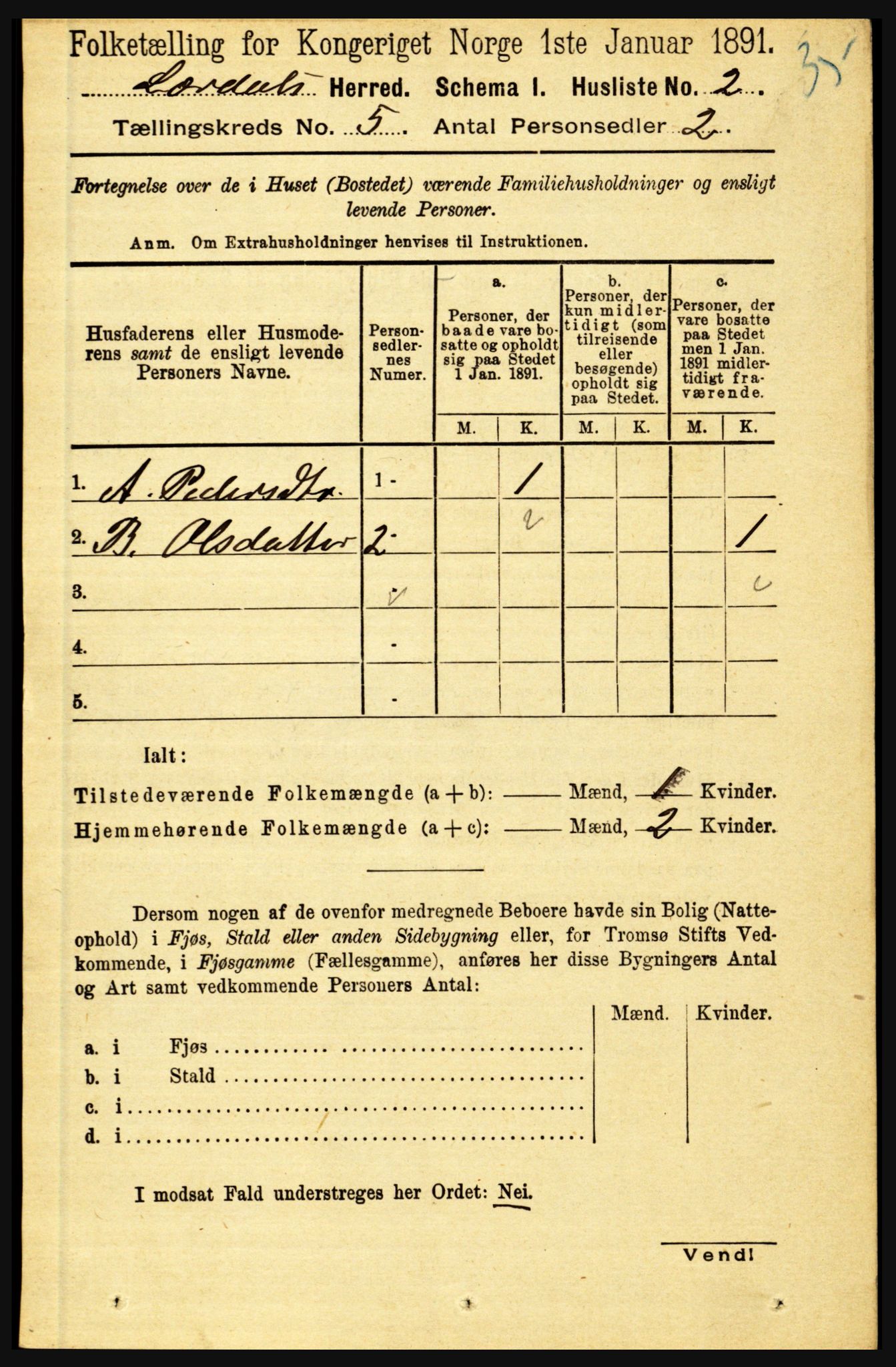 RA, Folketelling 1891 for 1422 Lærdal herred, 1891, s. 25