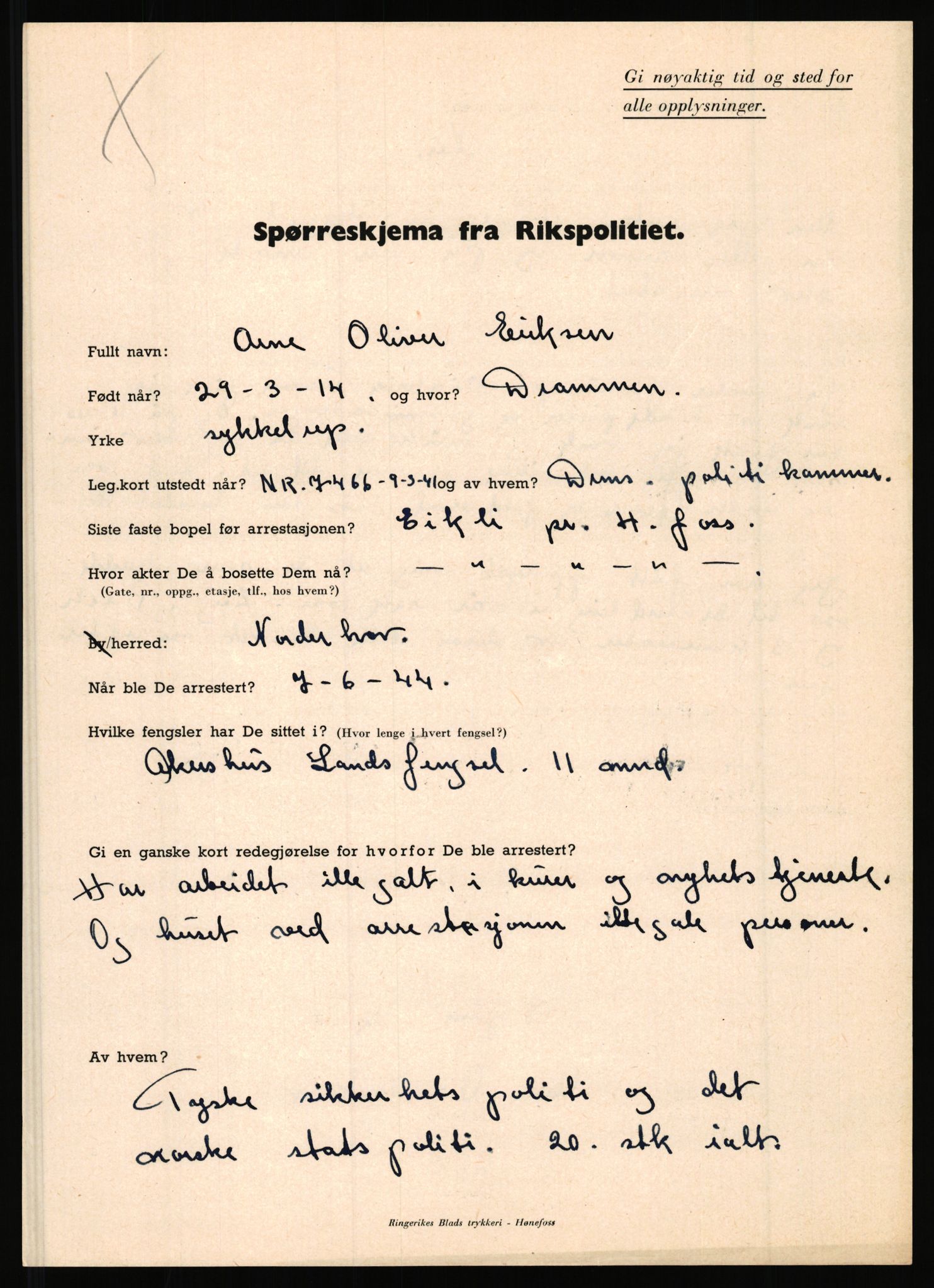Rikspolitisjefen, AV/RA-S-1560/L/L0004: Eriksen, Alf - Geving, Øivind, 1940-1945, s. 11