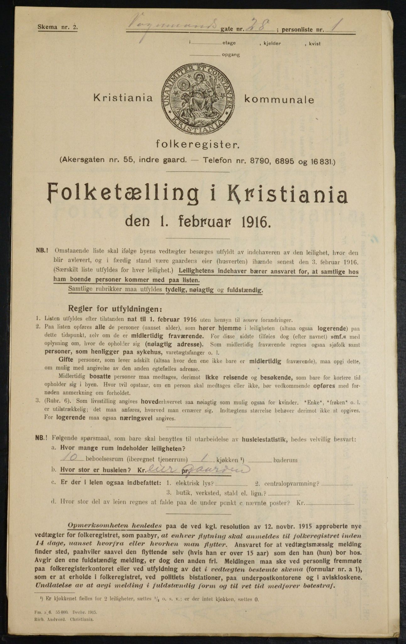 OBA, Kommunal folketelling 1.2.1916 for Kristiania, 1916, s. 127902