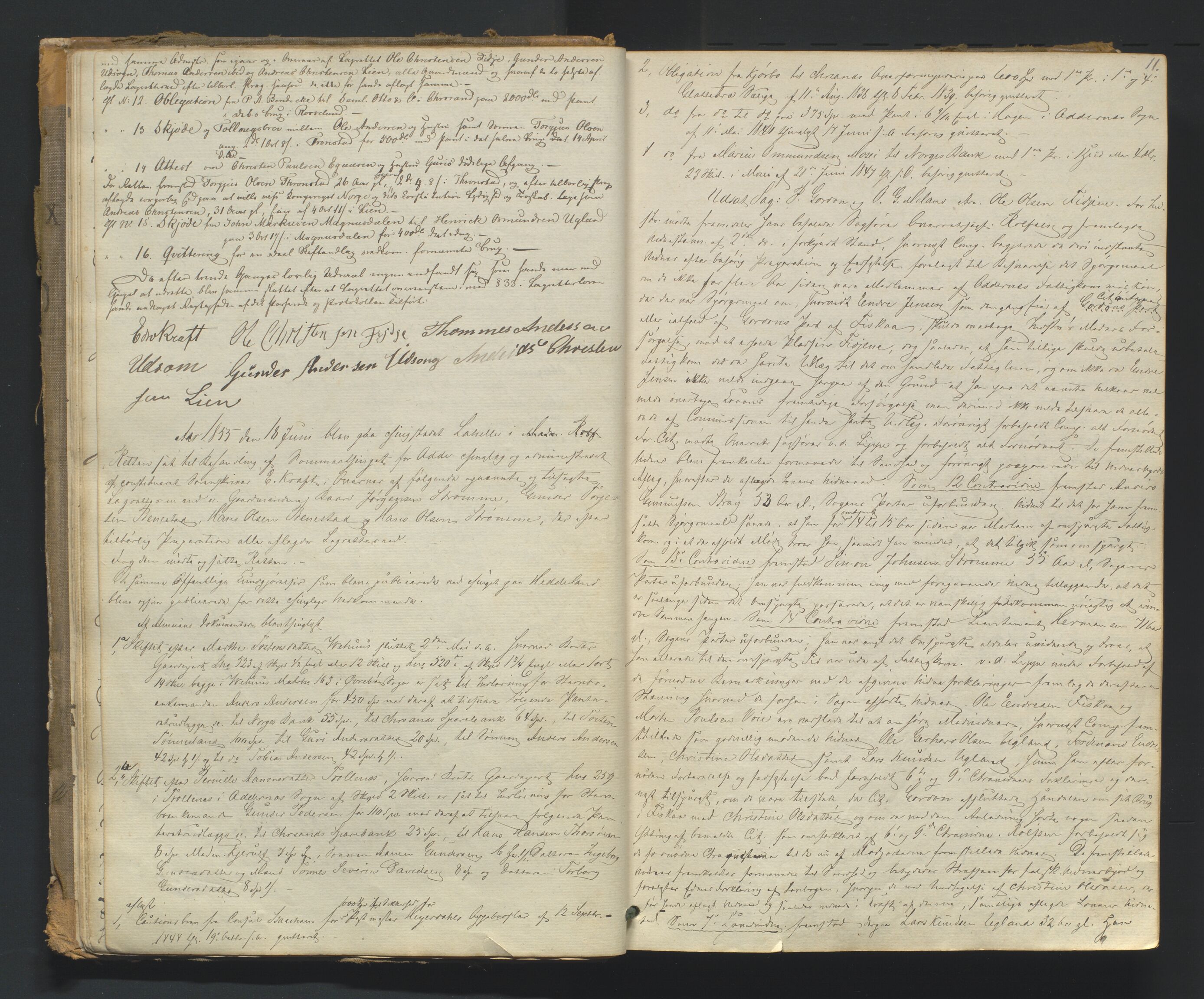 Torridal sorenskriveri, AV/SAK-1221-0012/F/Fa/L0001: Tingbok nr. 1, 1855-1864, s. 10b-11a