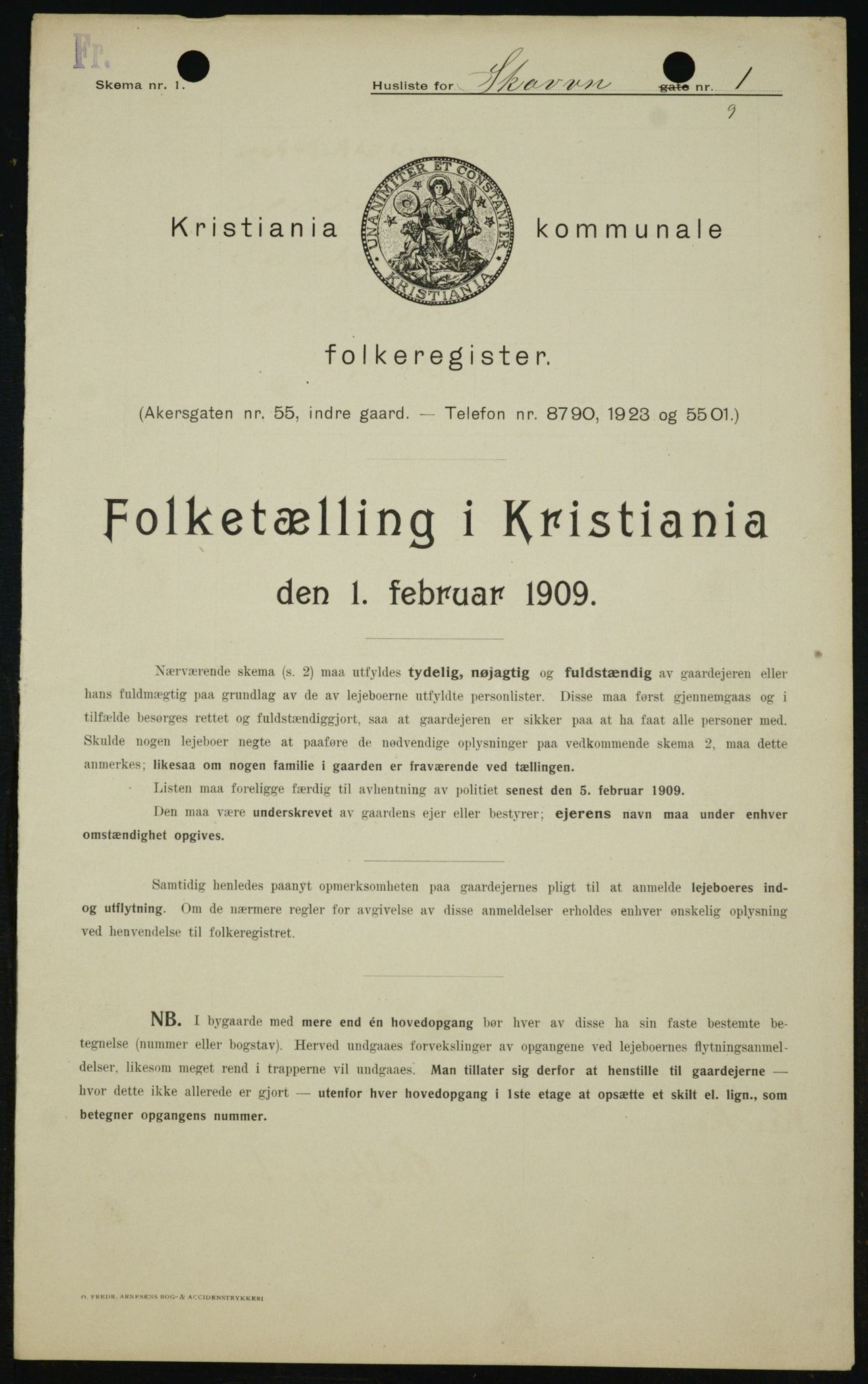 OBA, Kommunal folketelling 1.2.1909 for Kristiania kjøpstad, 1909, s. 87391