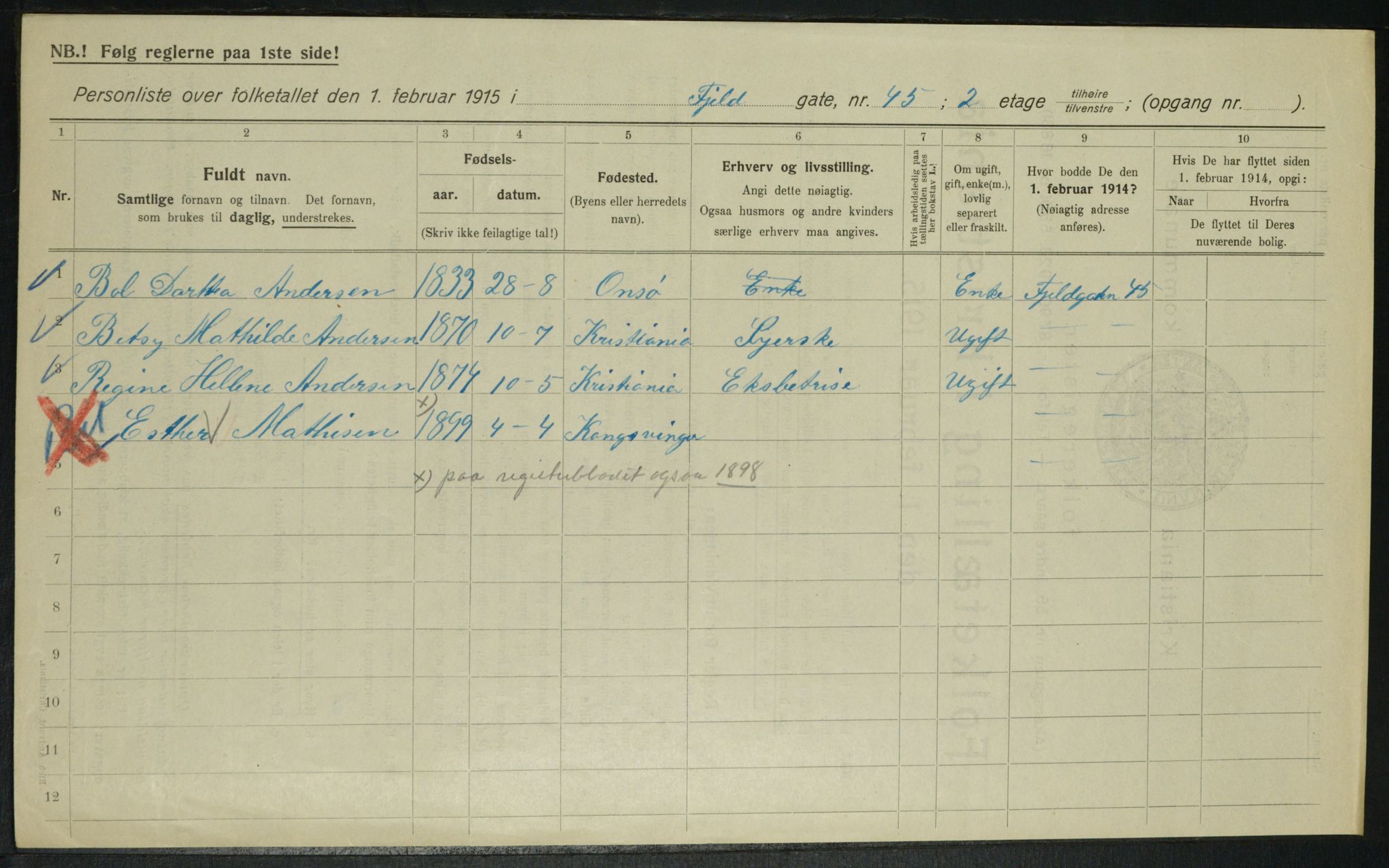 OBA, Kommunal folketelling 1.2.1915 for Kristiania, 1915, s. 24142