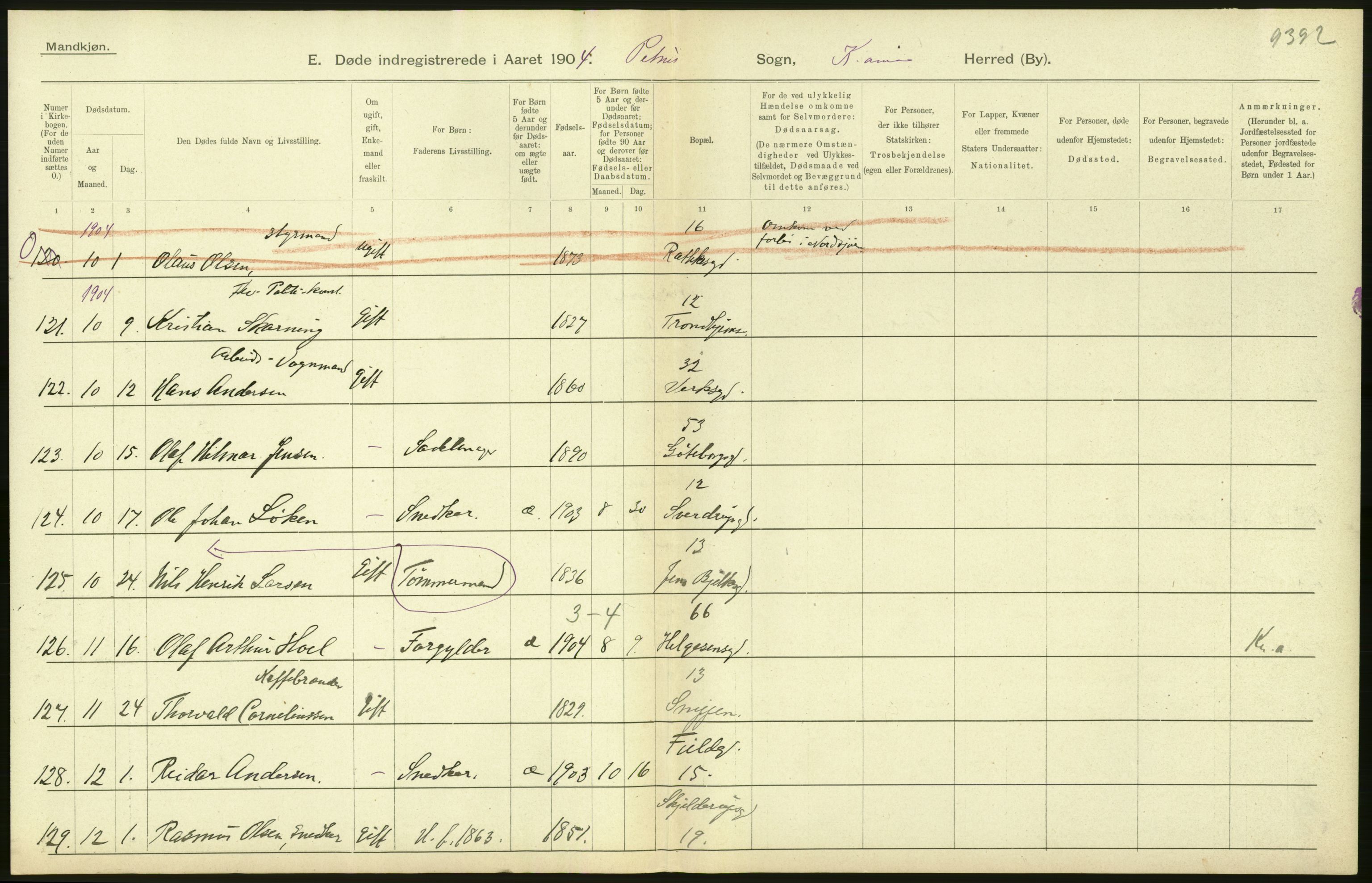 Statistisk sentralbyrå, Sosiodemografiske emner, Befolkning, AV/RA-S-2228/D/Df/Dfa/Dfab/L0004: Kristiania: Gifte, døde, 1904, s. 536