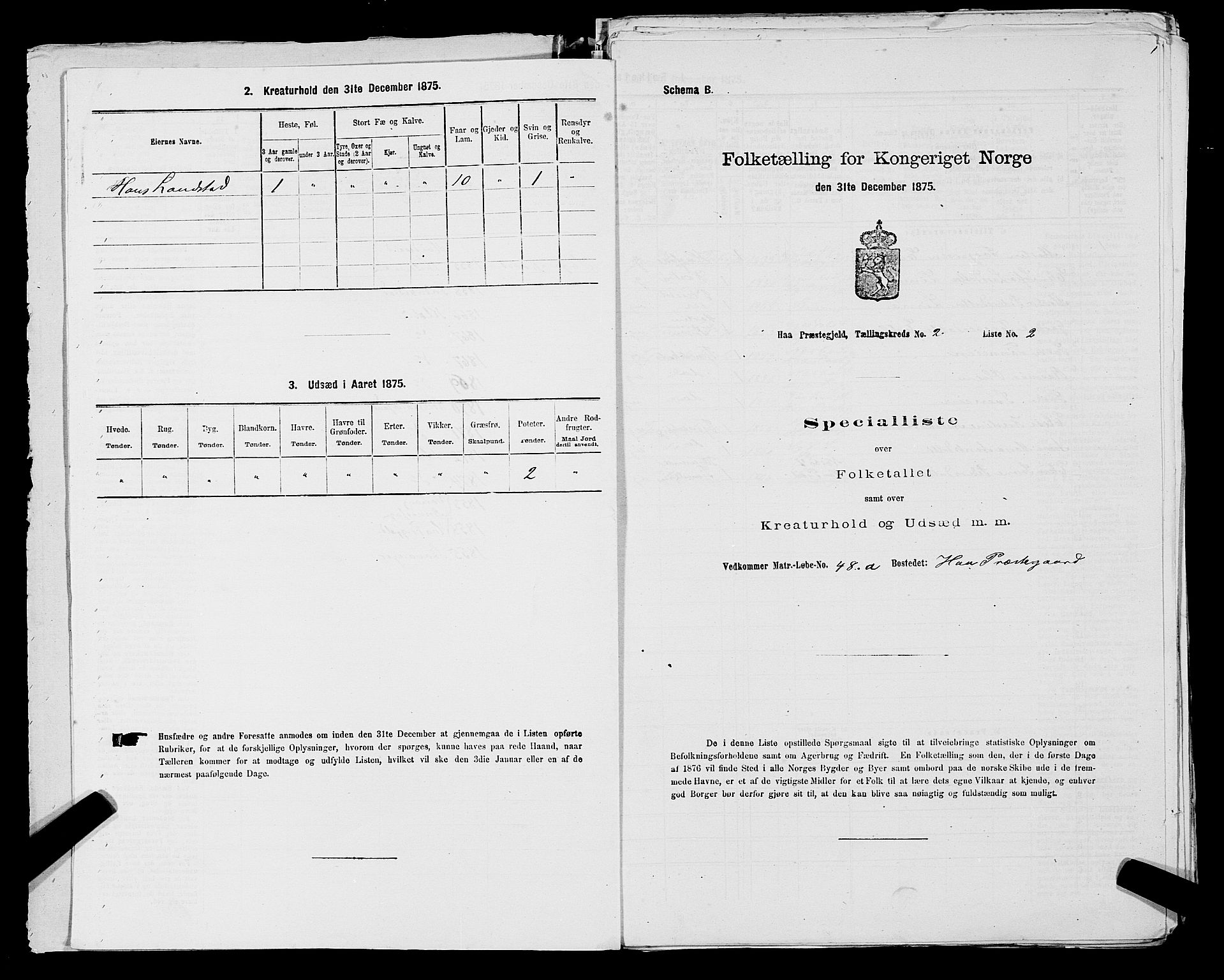 SAST, Folketelling 1875 for 1119P Hå prestegjeld, 1875, s. 244