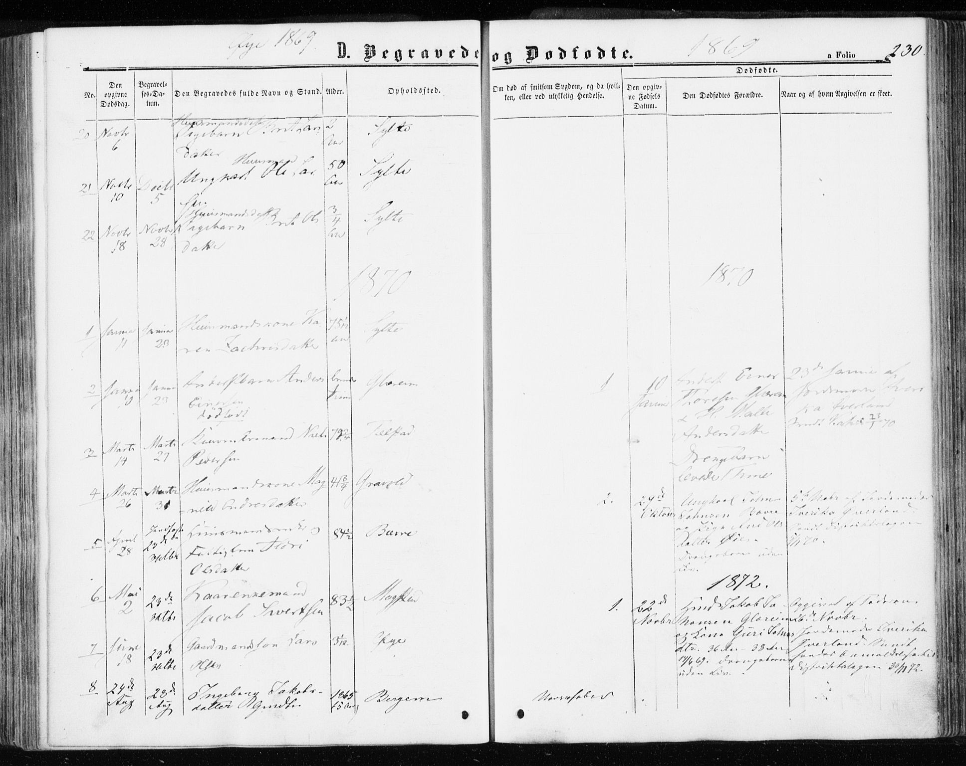 Ministerialprotokoller, klokkerbøker og fødselsregistre - Møre og Romsdal, AV/SAT-A-1454/595/L1045: Ministerialbok nr. 595A07, 1863-1873, s. 230