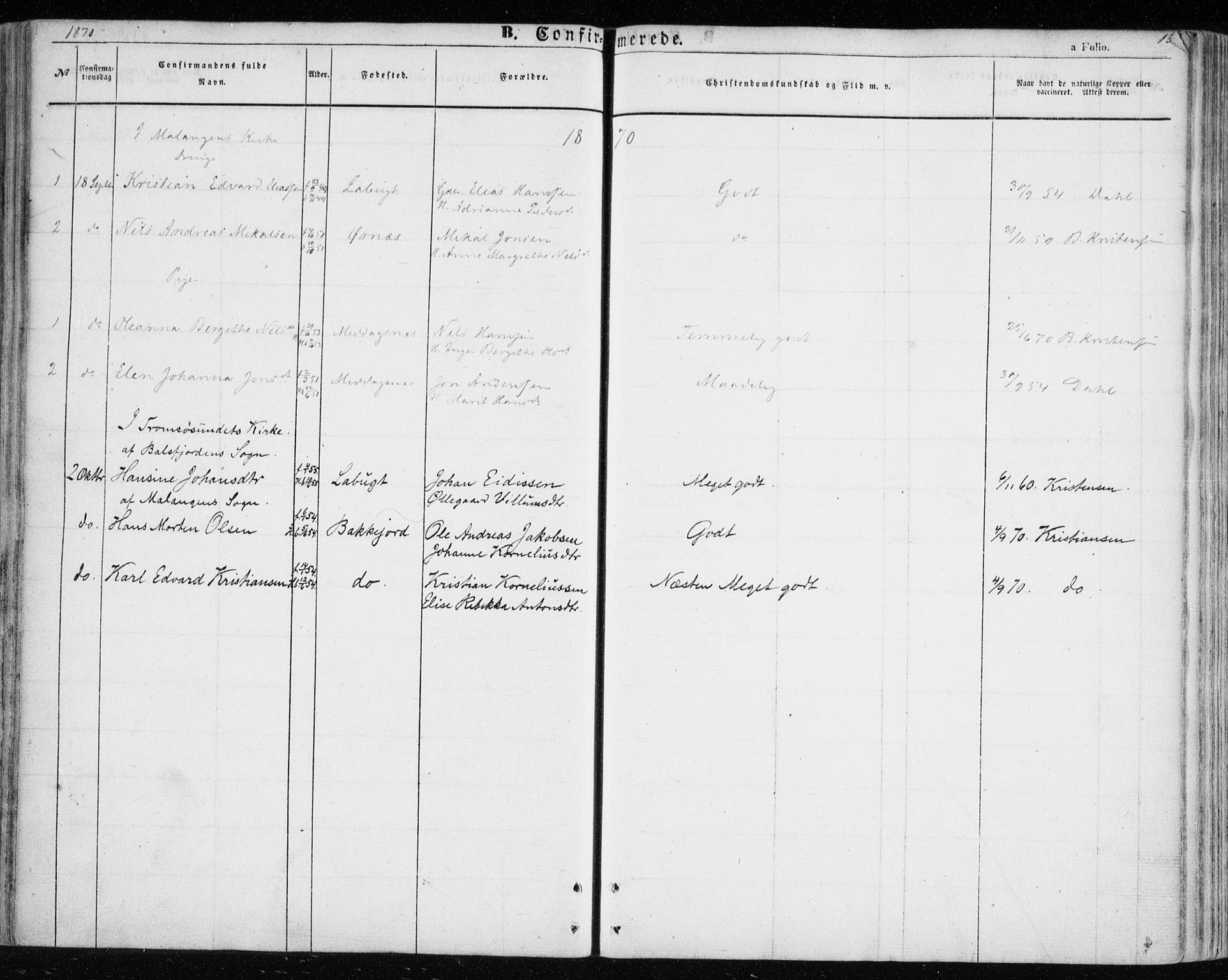 Balsfjord sokneprestembete, AV/SATØ-S-1303/G/Gaa/L0003kirke: Ministerialbok nr. 3, 1856-1870, s. 134
