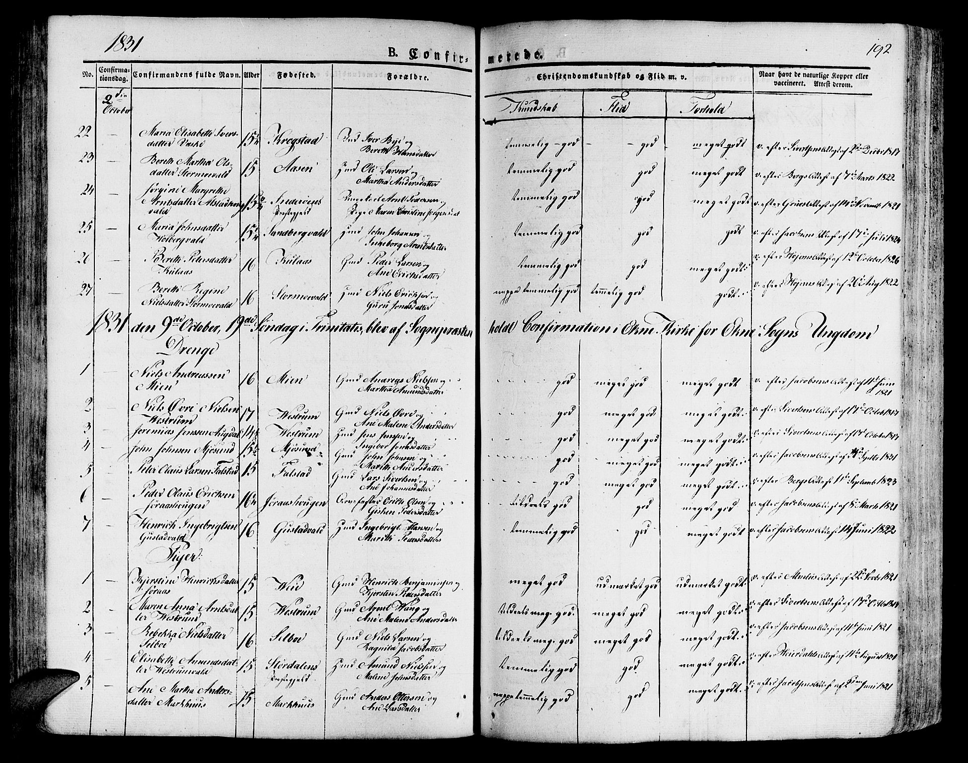 Ministerialprotokoller, klokkerbøker og fødselsregistre - Nord-Trøndelag, SAT/A-1458/717/L0152: Ministerialbok nr. 717A05 /1, 1825-1836, s. 192