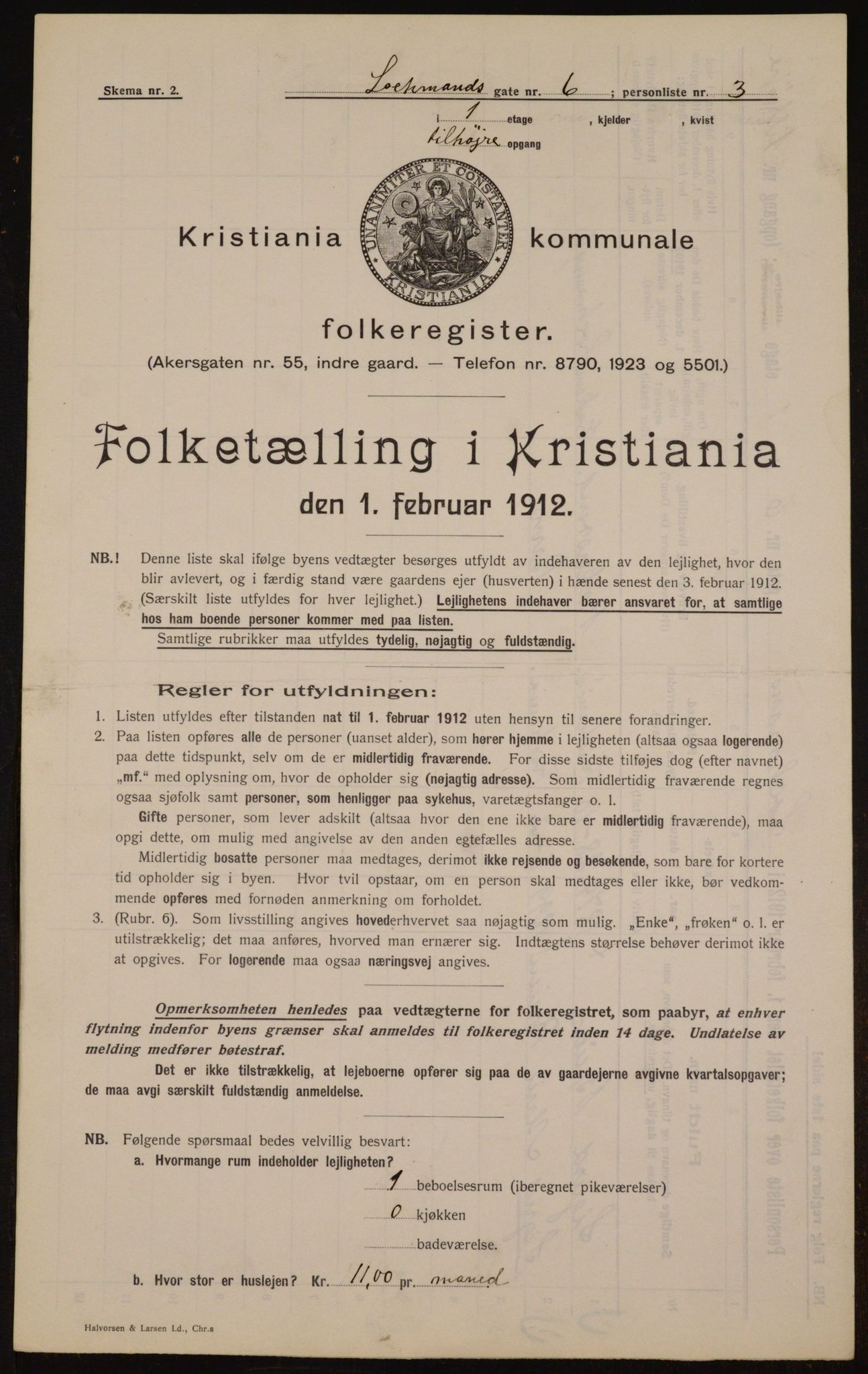 OBA, Kommunal folketelling 1.2.1912 for Kristiania, 1912, s. 58705