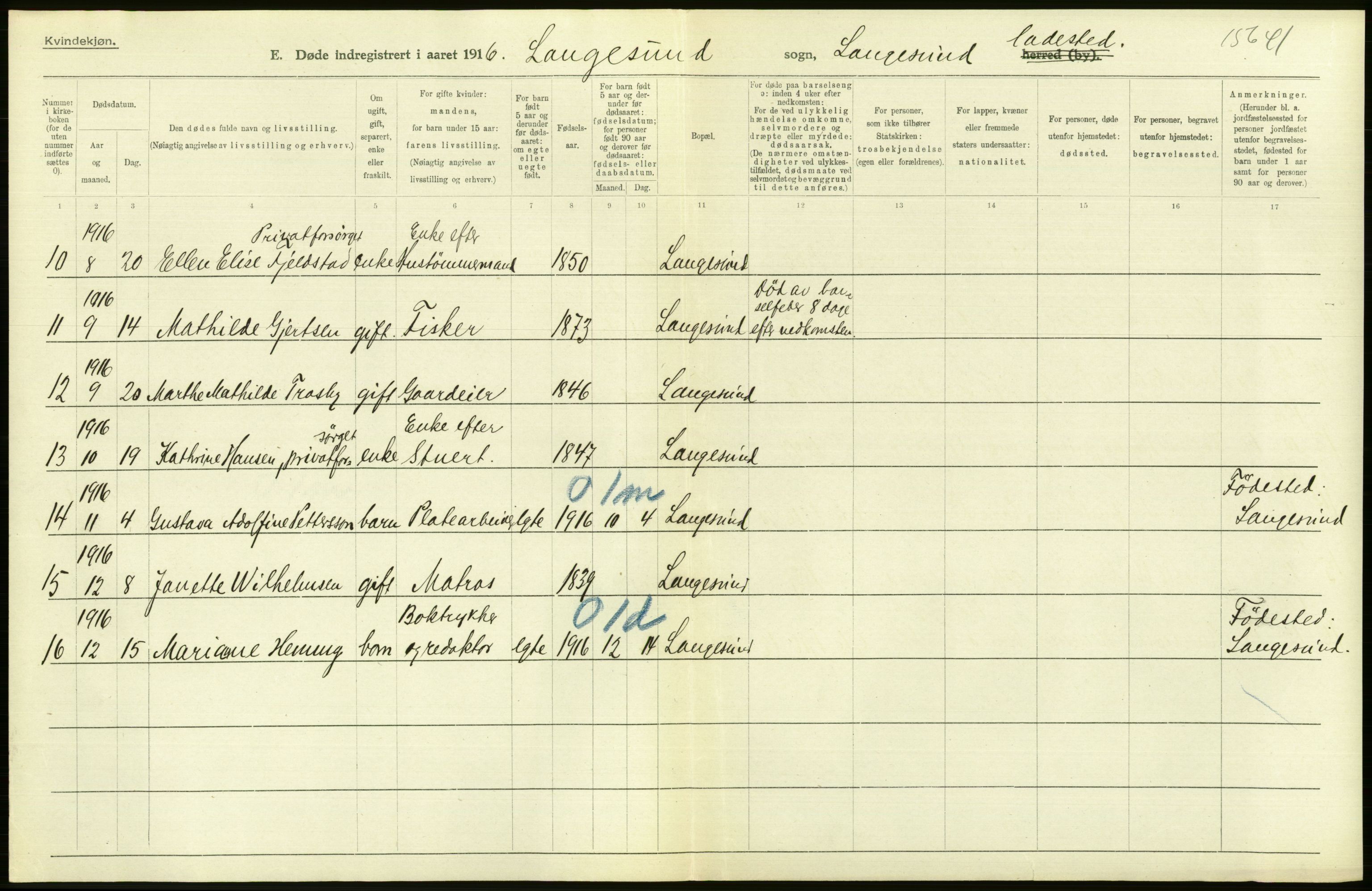 Statistisk sentralbyrå, Sosiodemografiske emner, Befolkning, RA/S-2228/D/Df/Dfb/Dfbf/L0024: Bratsberg amt: Døde, dødfødte. Bygder og byer., 1916, s. 90