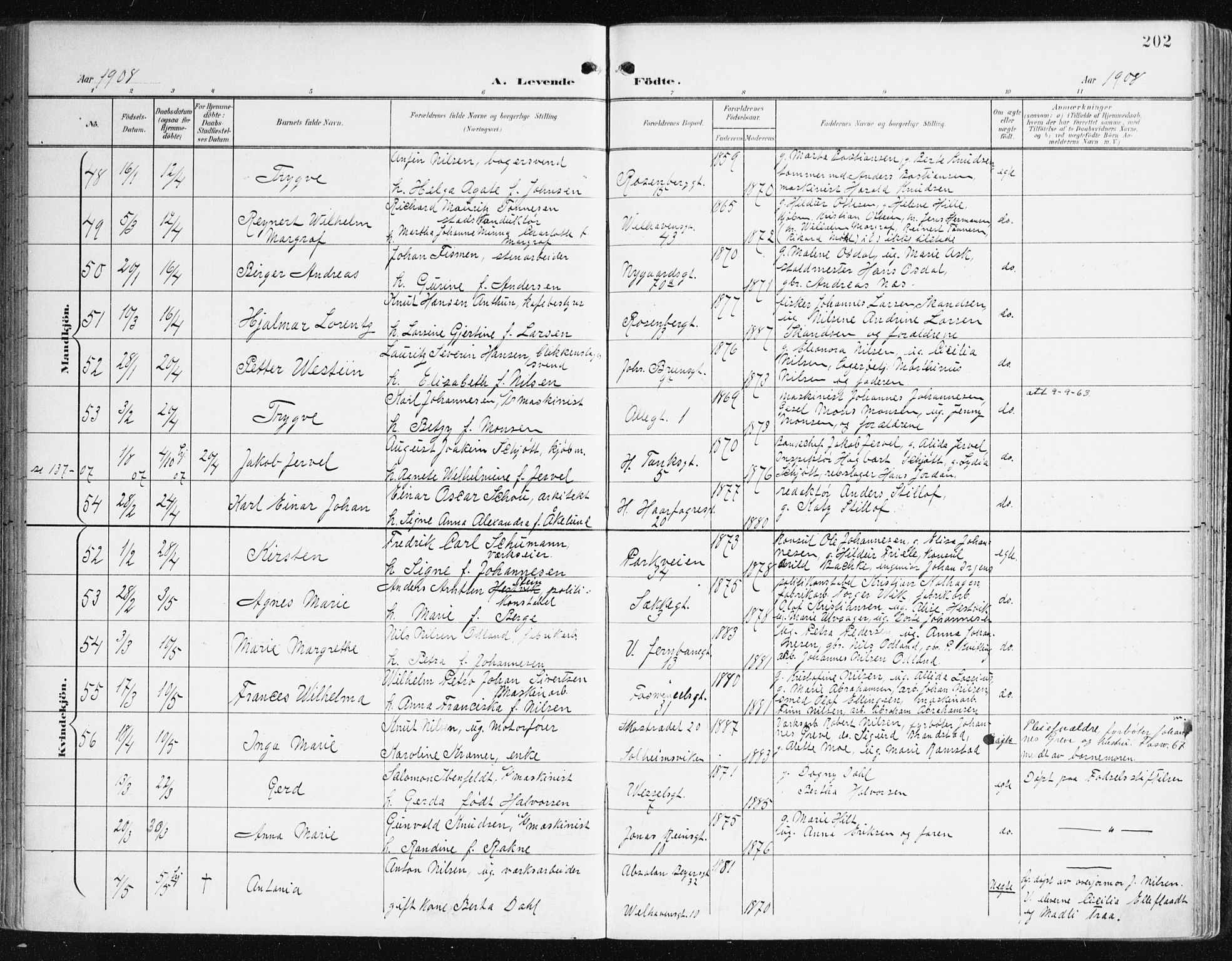 Johanneskirken sokneprestembete, AV/SAB-A-76001/H/Haa/L0002: Ministerialbok nr. A 2, 1900-1912, s. 202