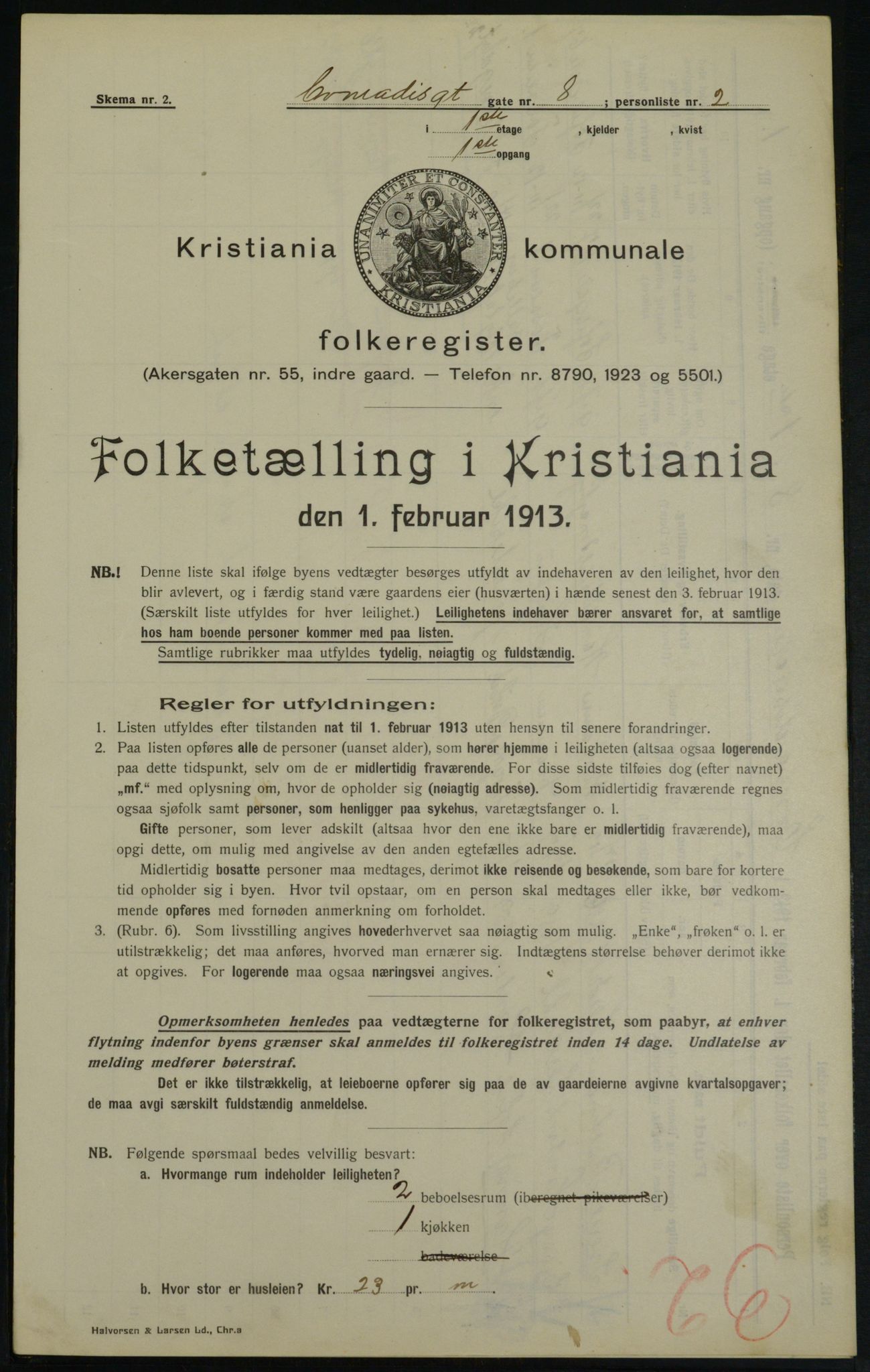 OBA, Kommunal folketelling 1.2.1913 for Kristiania, 1913, s. 13640