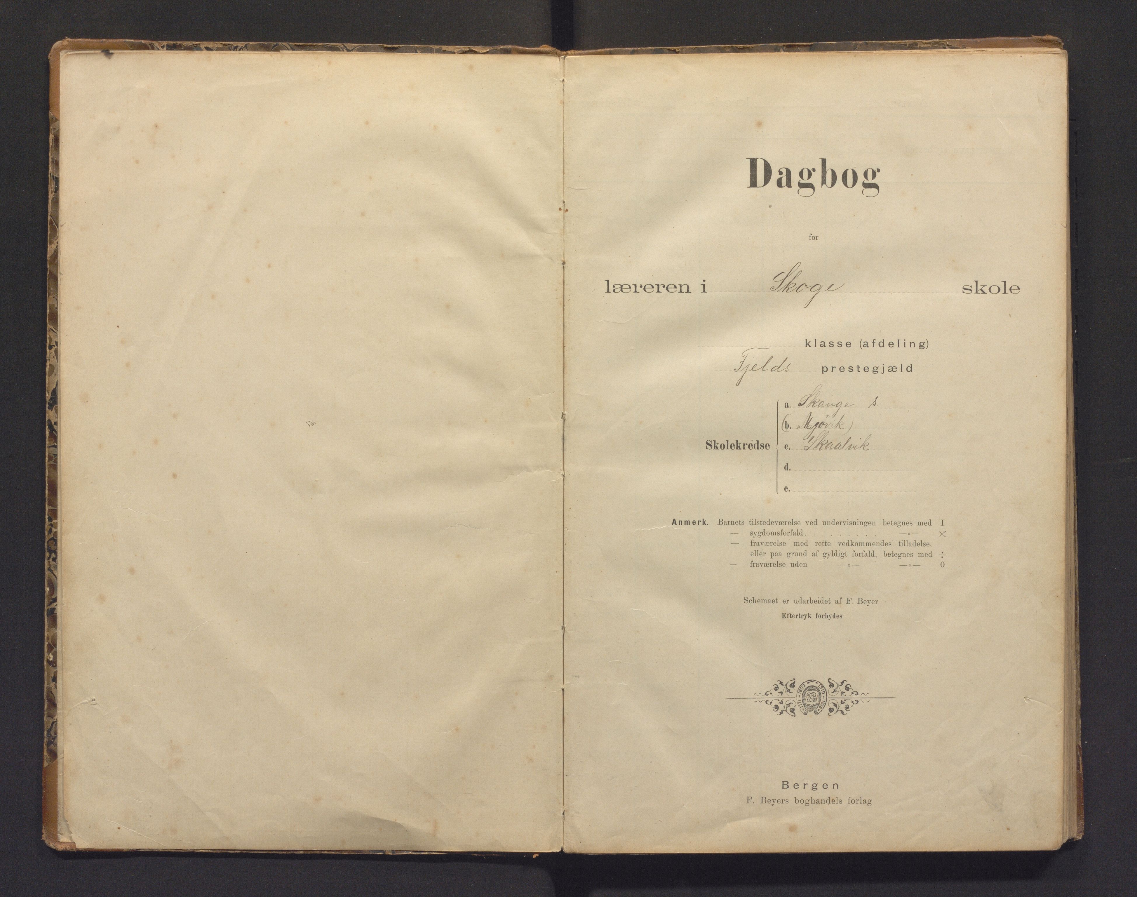 Fjell kommune. Barneskulane, IKAH/1246-231/G/Gn/L0003: Dagbok for Skoge skule, 1898-1913