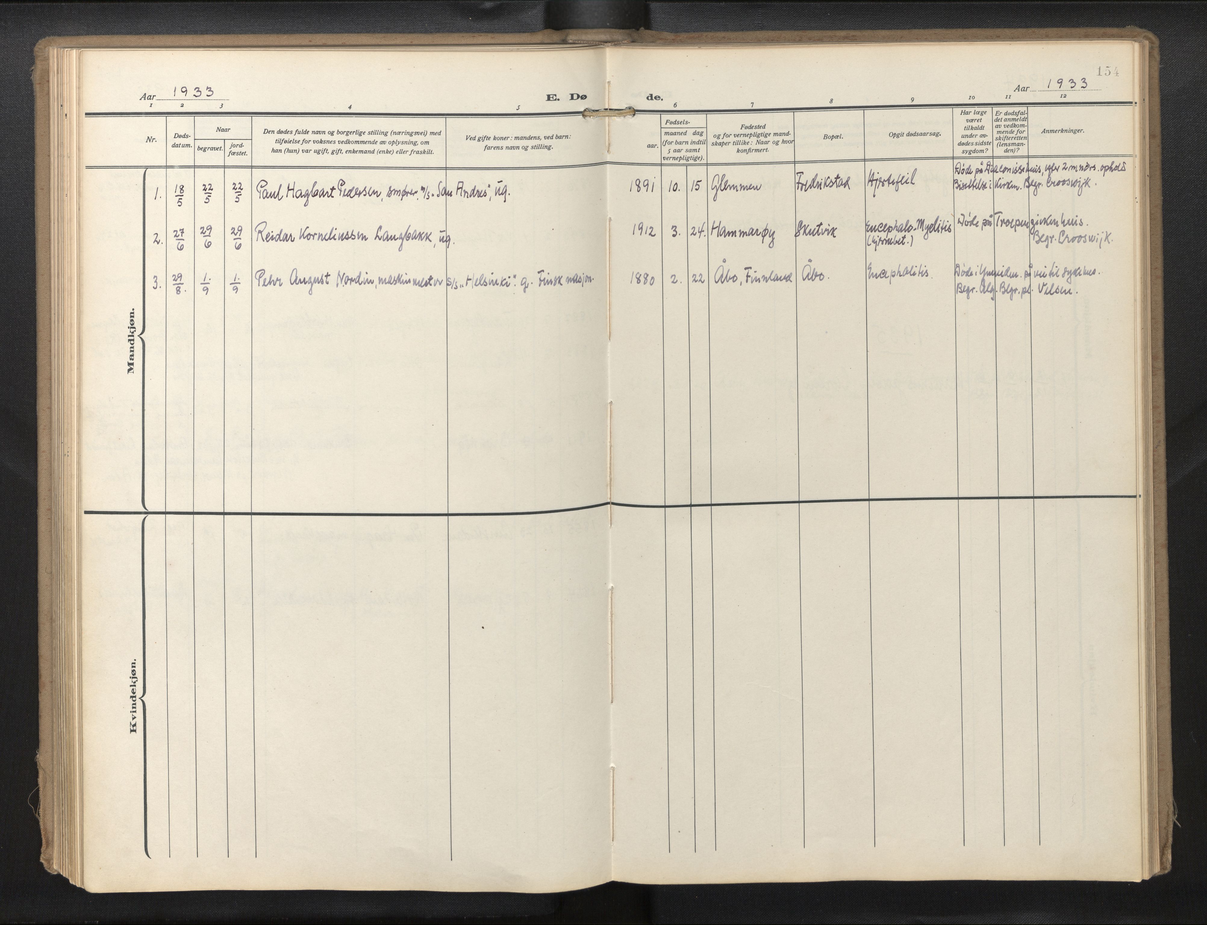 Den norske sjømannsmisjon i utlandet/Hollandske havner (Amsterdam-Rotterdam-Europort), AV/SAB-SAB/PA-0106/H/Ha/Haa/L0004: Ministerialbok nr. A 4, 1928-1956, s. 153b-154a