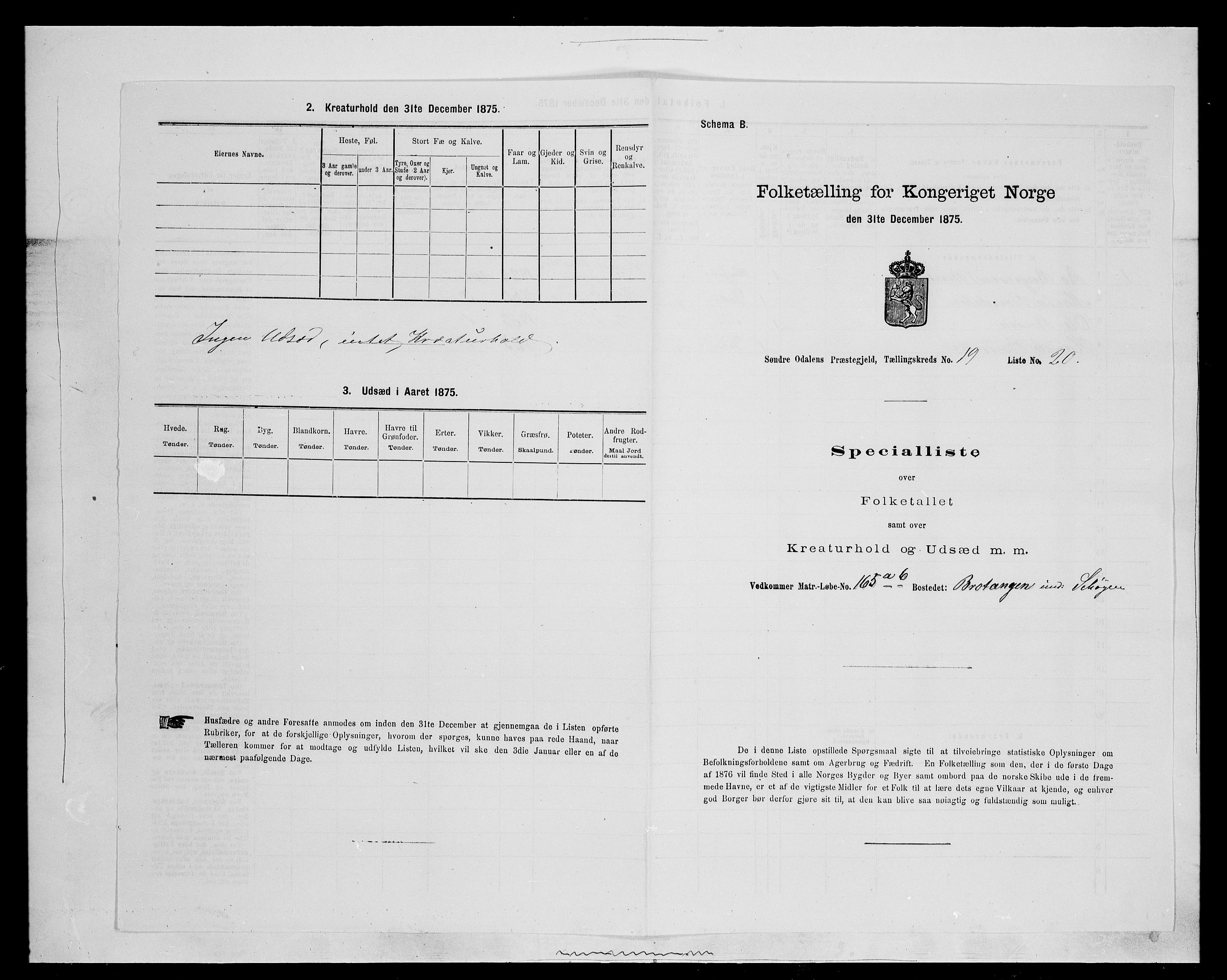 SAH, Folketelling 1875 for 0419P Sør-Odal prestegjeld, 1875, s. 1604