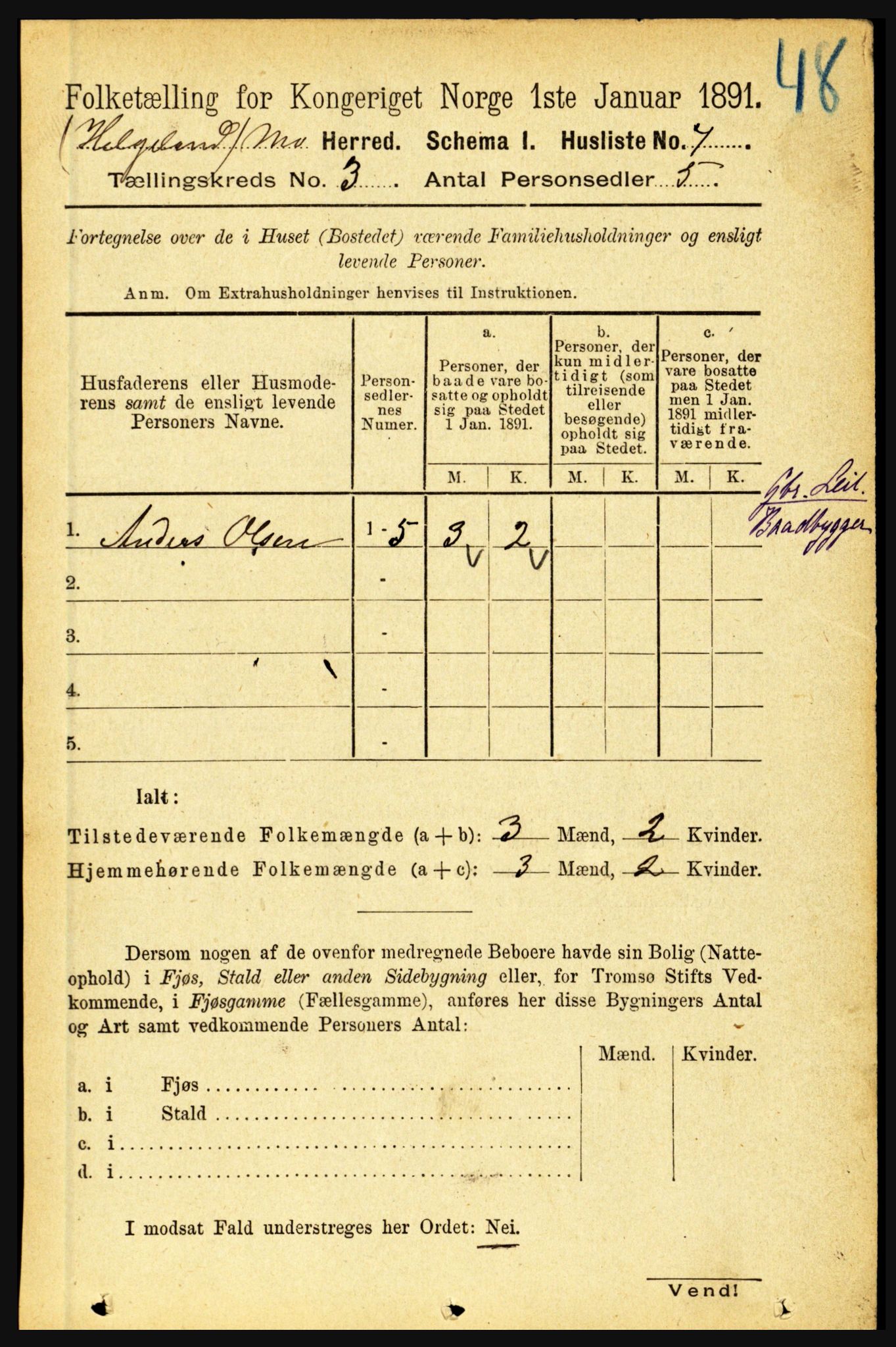 RA, Folketelling 1891 for 1833 Mo herred, 1891, s. 1307