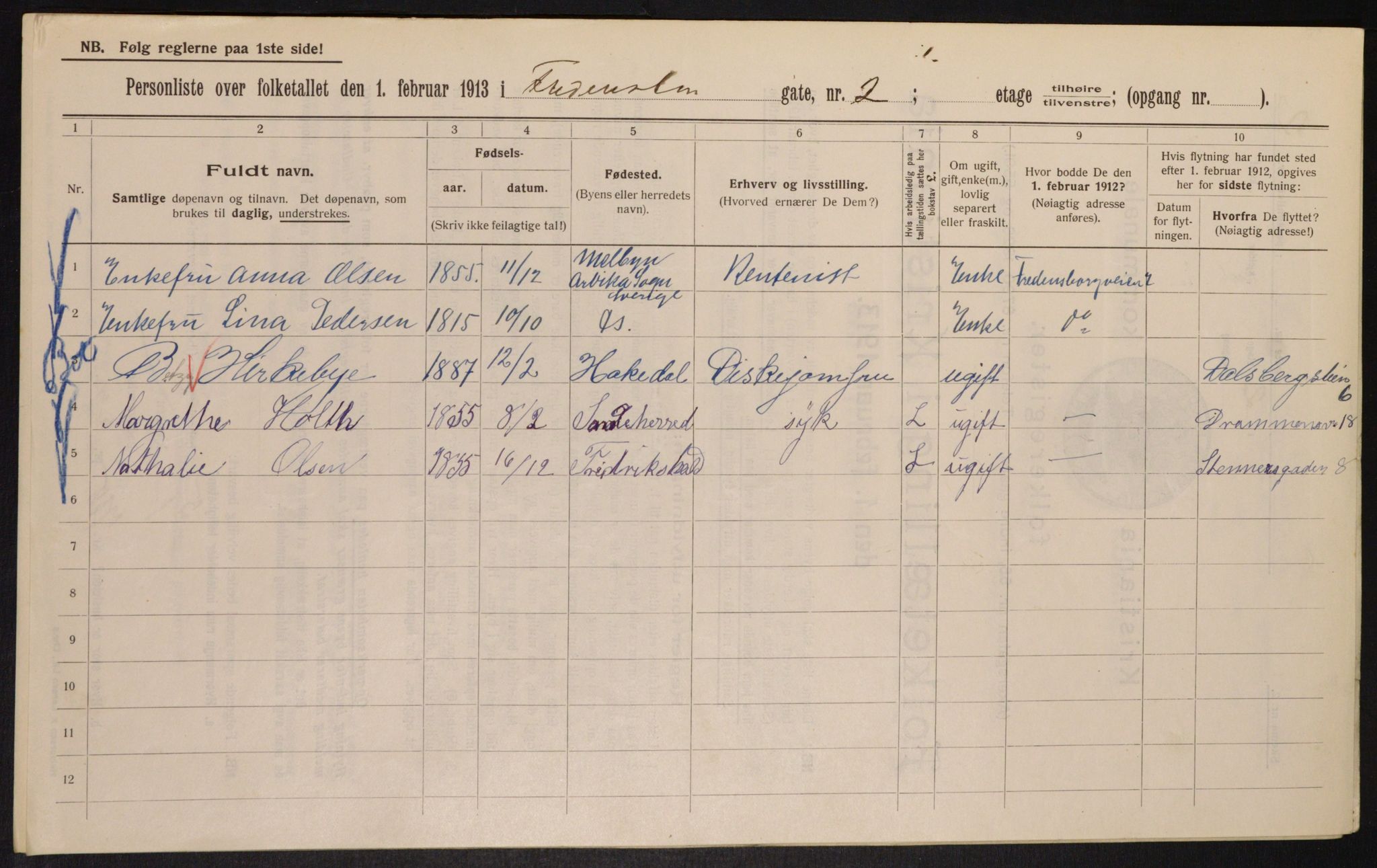 OBA, Kommunal folketelling 1.2.1913 for Kristiania, 1913, s. 25683