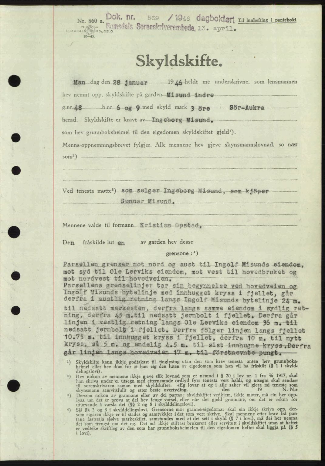 Romsdal sorenskriveri, SAT/A-4149/1/2/2C: Pantebok nr. A19, 1946-1946, Dagboknr: 569/1946