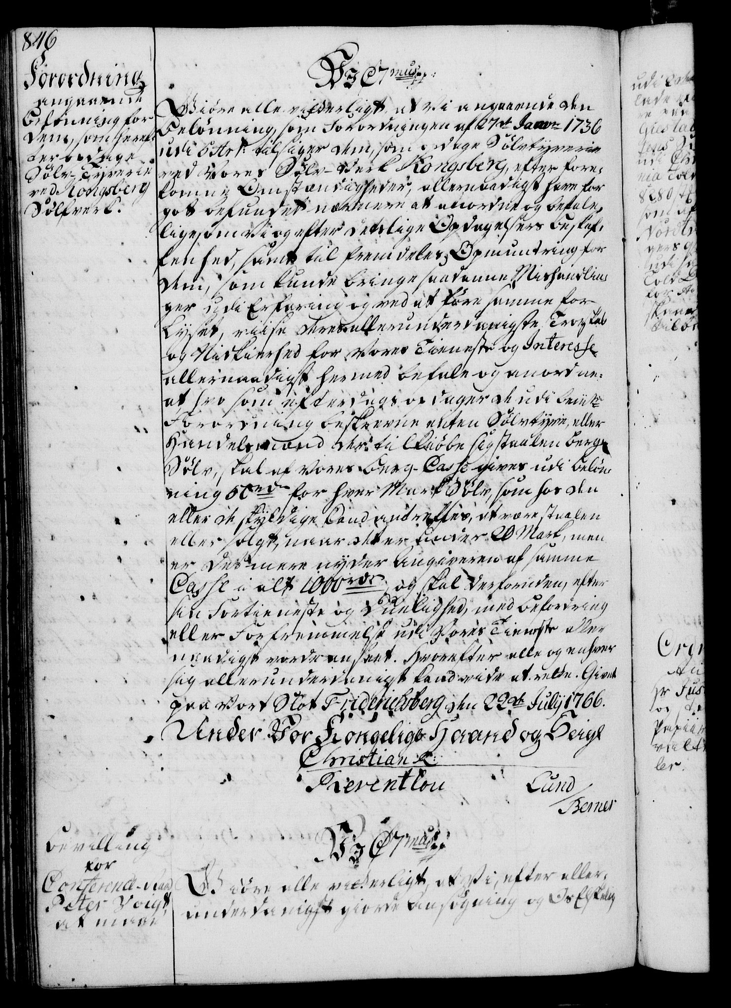 Rentekammeret, Kammerkanselliet, RA/EA-3111/G/Gg/Gga/L0007: Norsk ekspedisjonsprotokoll med register (merket RK 53.7), 1759-1768, s. 846