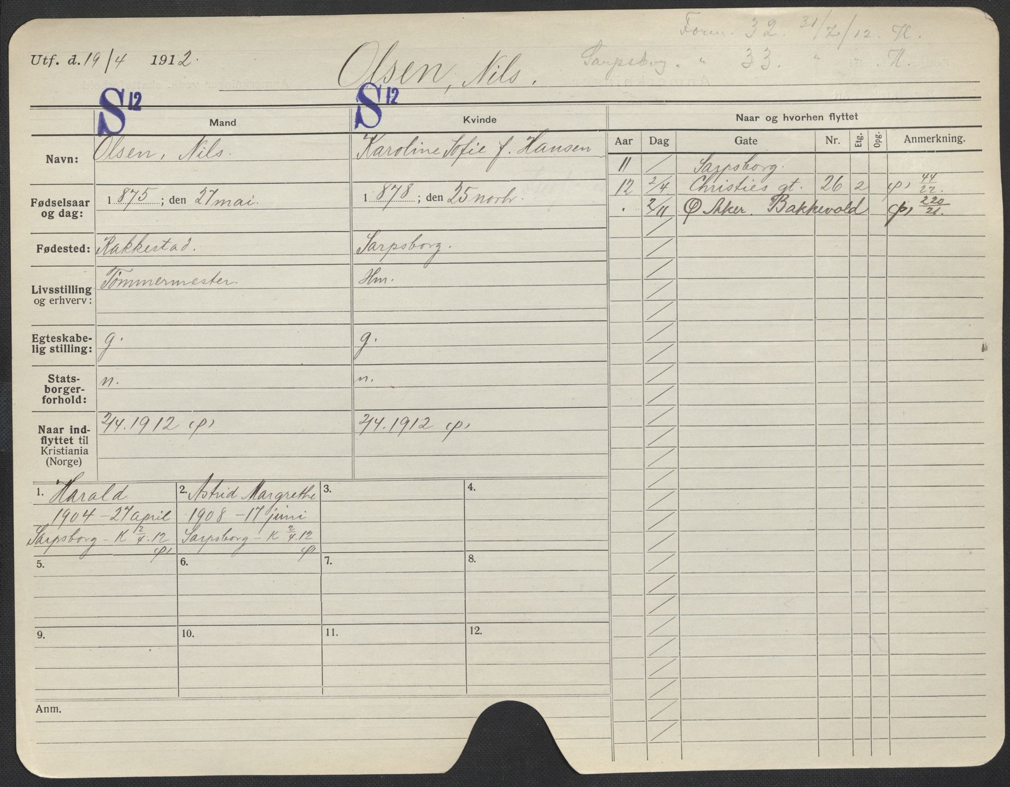 Oslo folkeregister, Registerkort, AV/SAO-A-11715/F/Fa/Fac/L0008: Menn, 1906-1914, s. 1028a