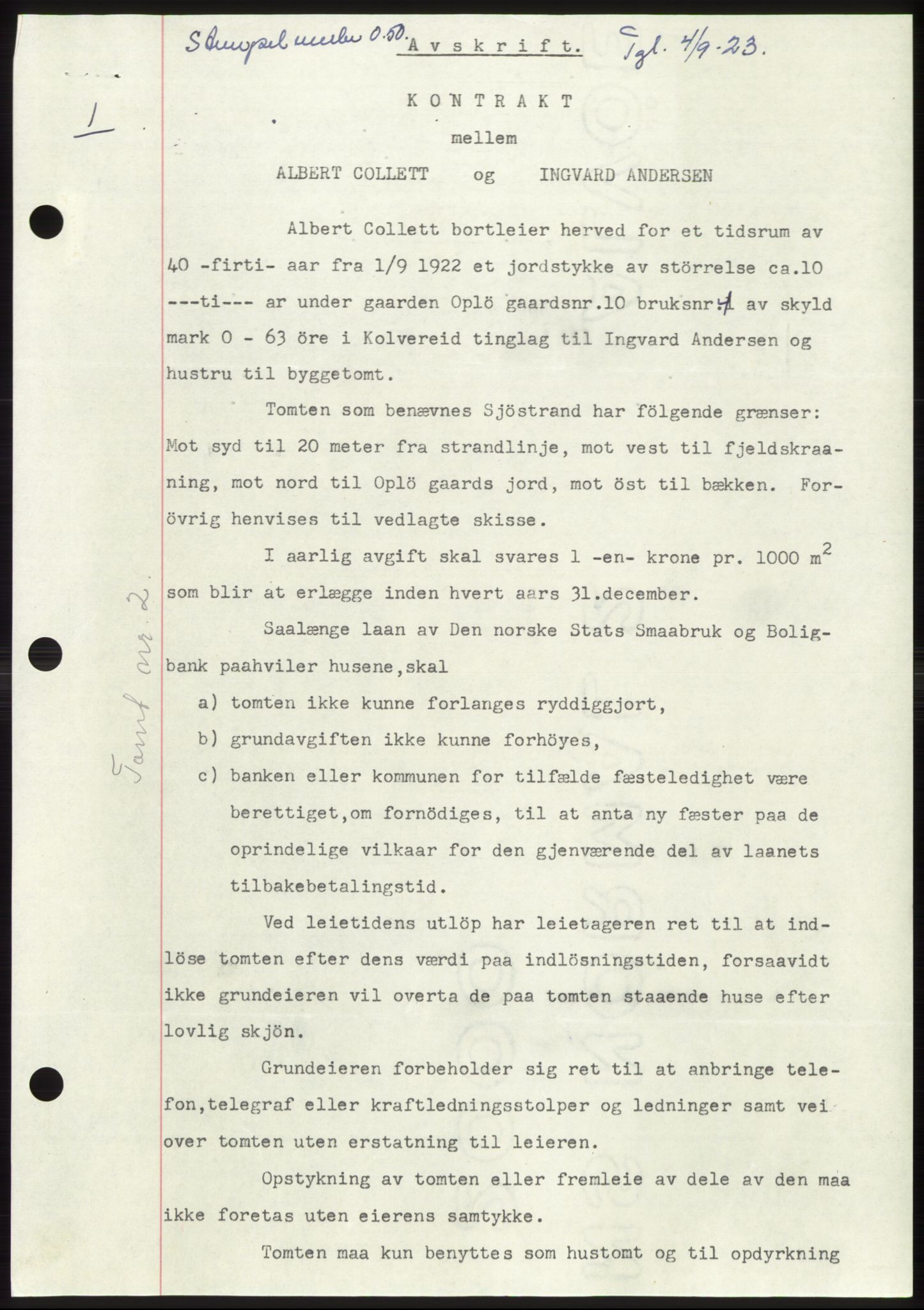 Namdal sorenskriveri, SAT/A-4133/1/2/2C: Pantebok nr. -, 1922-1925, Tingl.dato: 04.09.1923