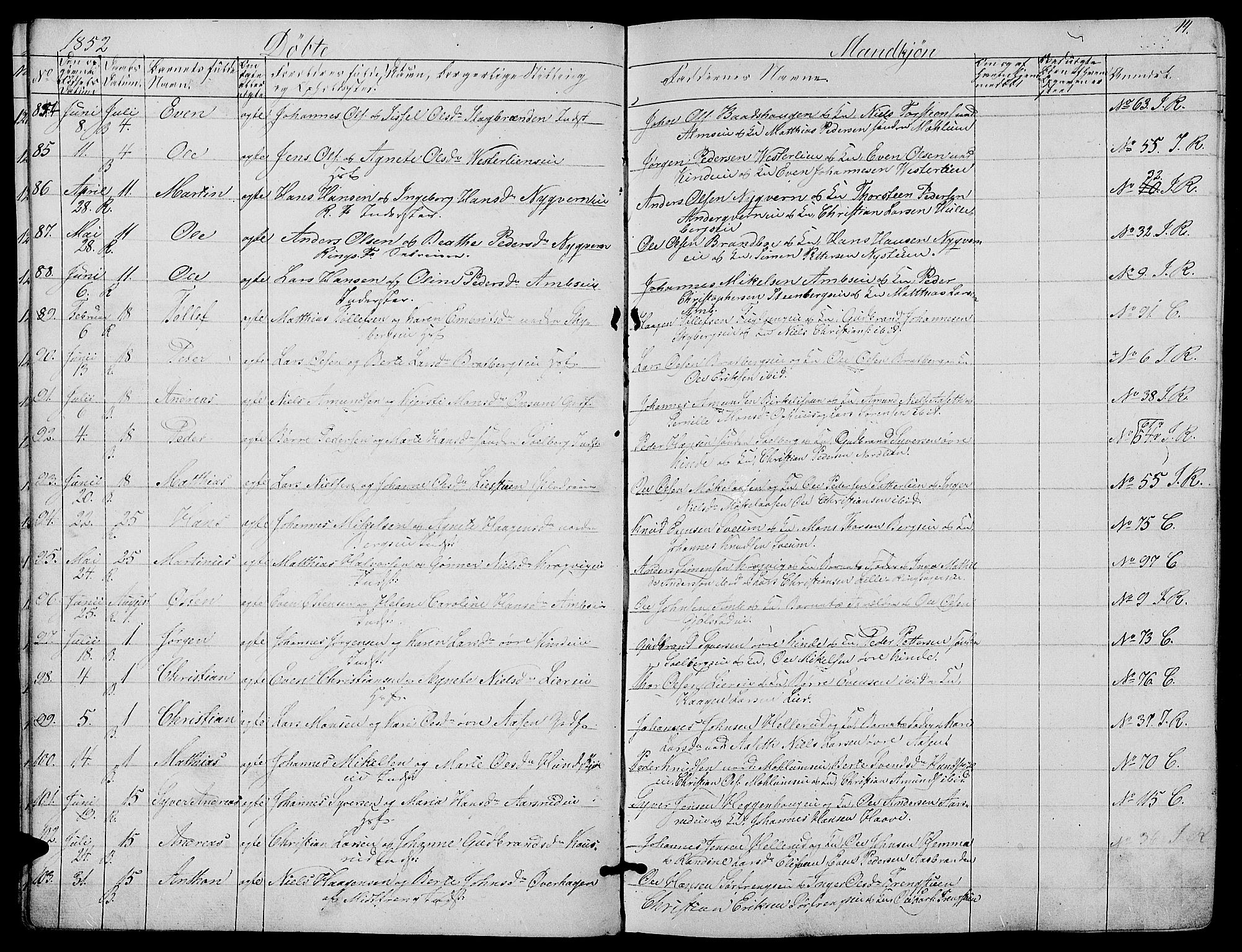 Ringsaker prestekontor, AV/SAH-PREST-014/L/La/L0006: Klokkerbok nr. 6, 1851-1860, s. 14