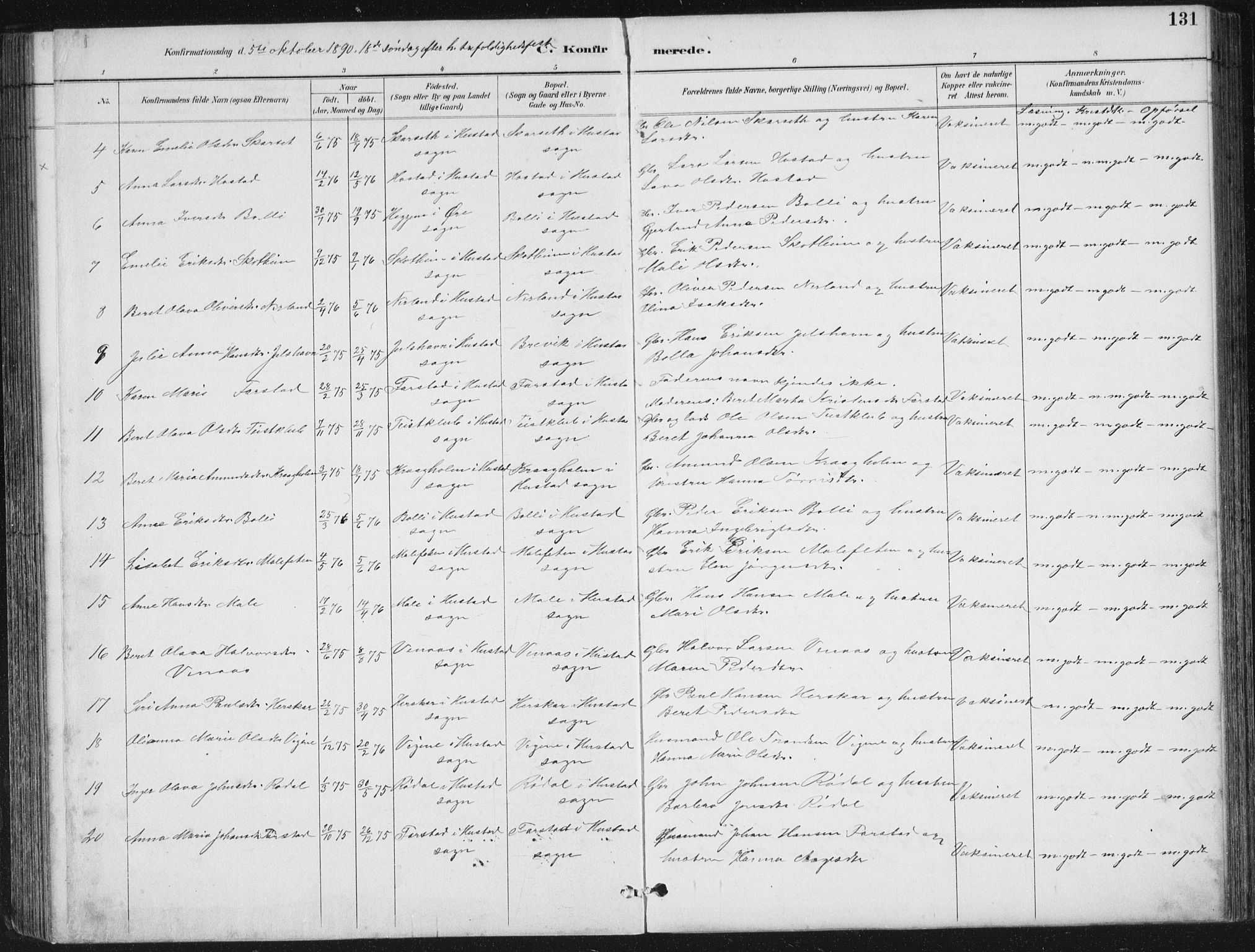 Ministerialprotokoller, klokkerbøker og fødselsregistre - Møre og Romsdal, AV/SAT-A-1454/567/L0783: Klokkerbok nr. 567C03, 1887-1903, s. 131