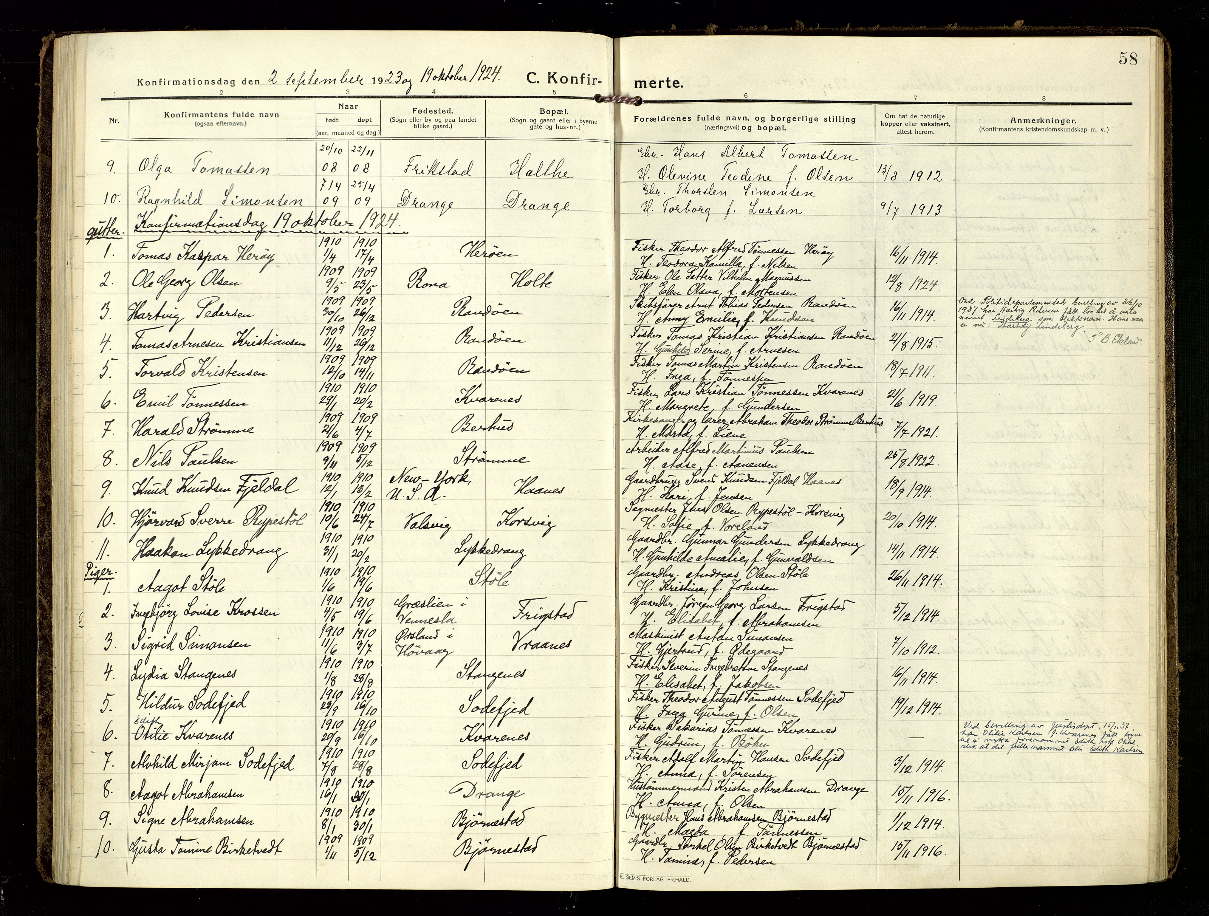 Oddernes sokneprestkontor, AV/SAK-1111-0033/F/Fa/Fab/L0004: Ministerialbok nr. A 4, 1916-1935, s. 58