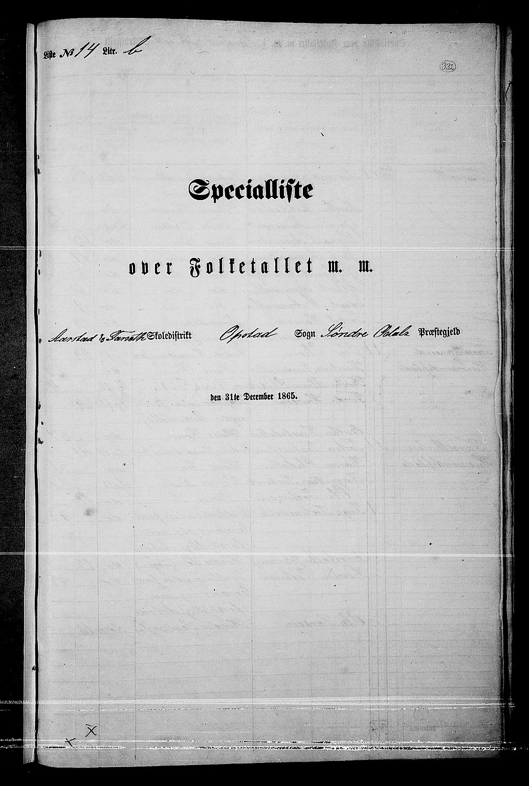 RA, Folketelling 1865 for 0419P Sør-Odal prestegjeld, 1865, s. 291