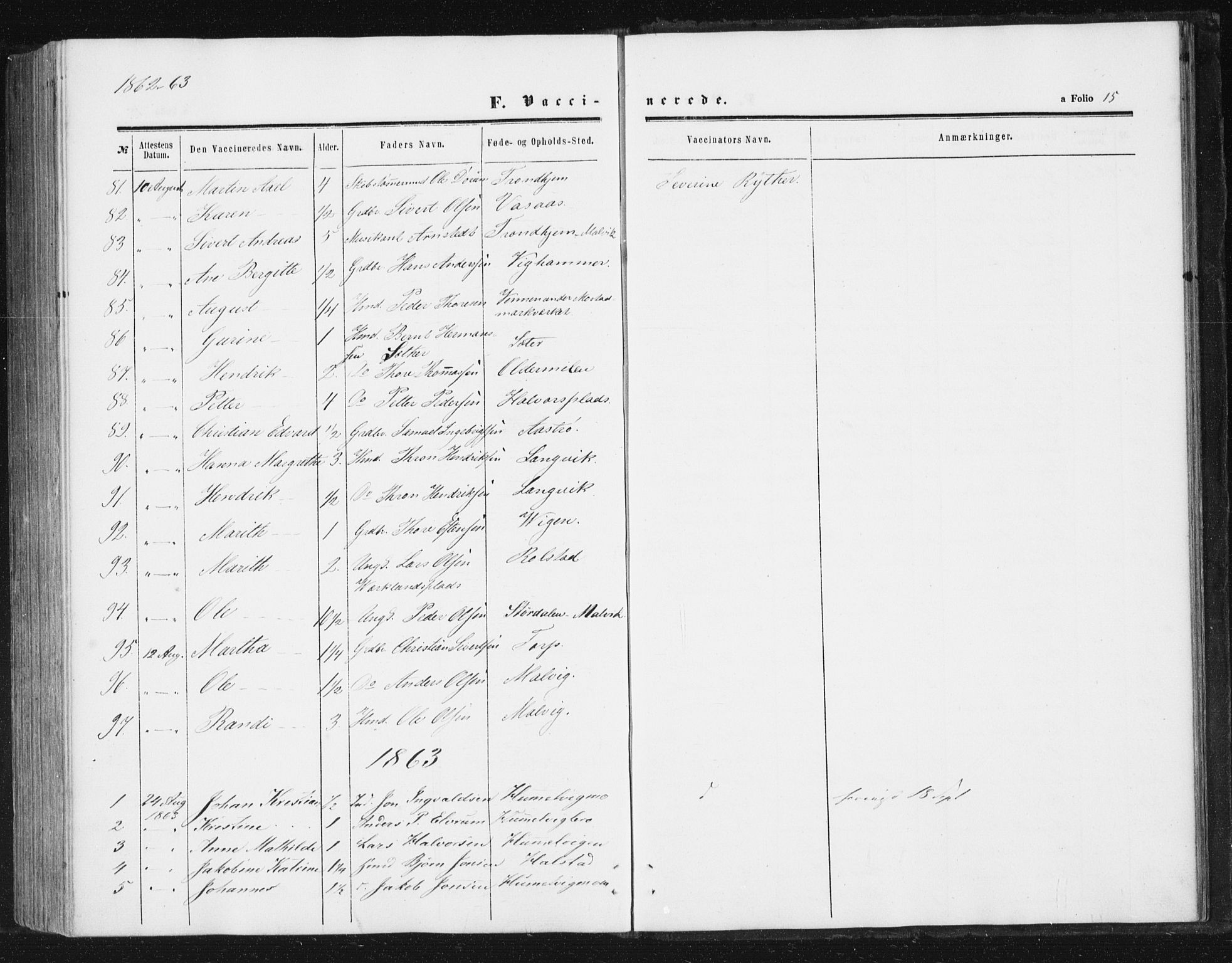 Ministerialprotokoller, klokkerbøker og fødselsregistre - Sør-Trøndelag, SAT/A-1456/616/L0408: Ministerialbok nr. 616A05, 1857-1865, s. 15