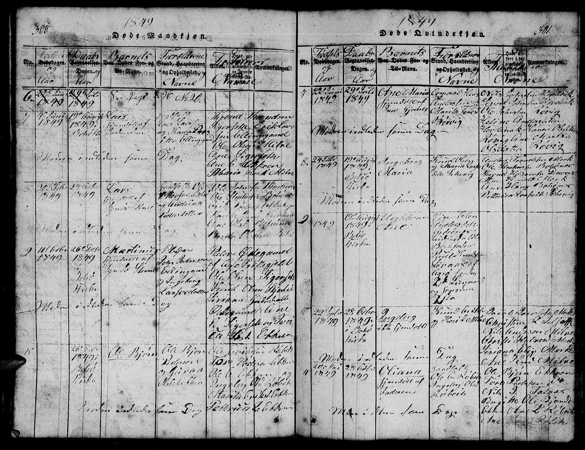 Ministerialprotokoller, klokkerbøker og fødselsregistre - Møre og Romsdal, AV/SAT-A-1454/555/L0665: Klokkerbok nr. 555C01, 1818-1868, s. 300-301