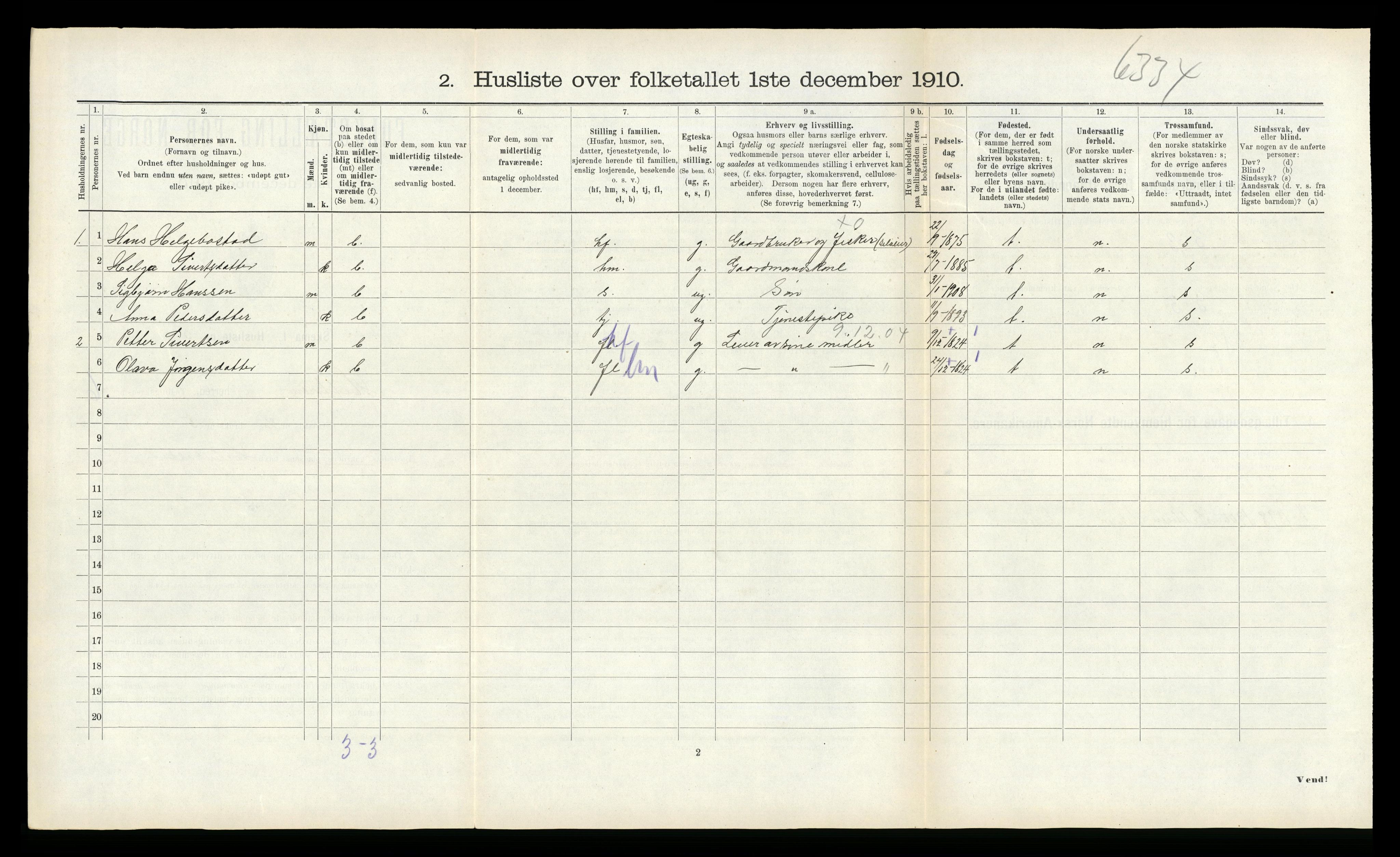 RA, Folketelling 1910 for 1617 Hitra herred, 1910, s. 542