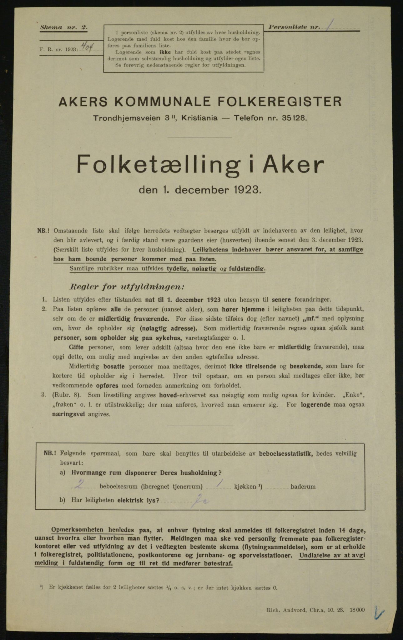 , Kommunal folketelling 1.12.1923 for Aker, 1923, s. 25092