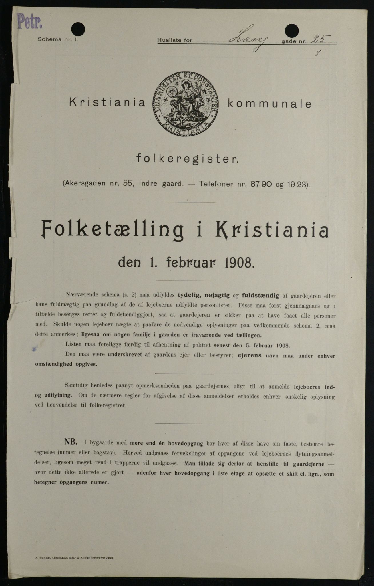 OBA, Kommunal folketelling 1.2.1908 for Kristiania kjøpstad, 1908, s. 50865