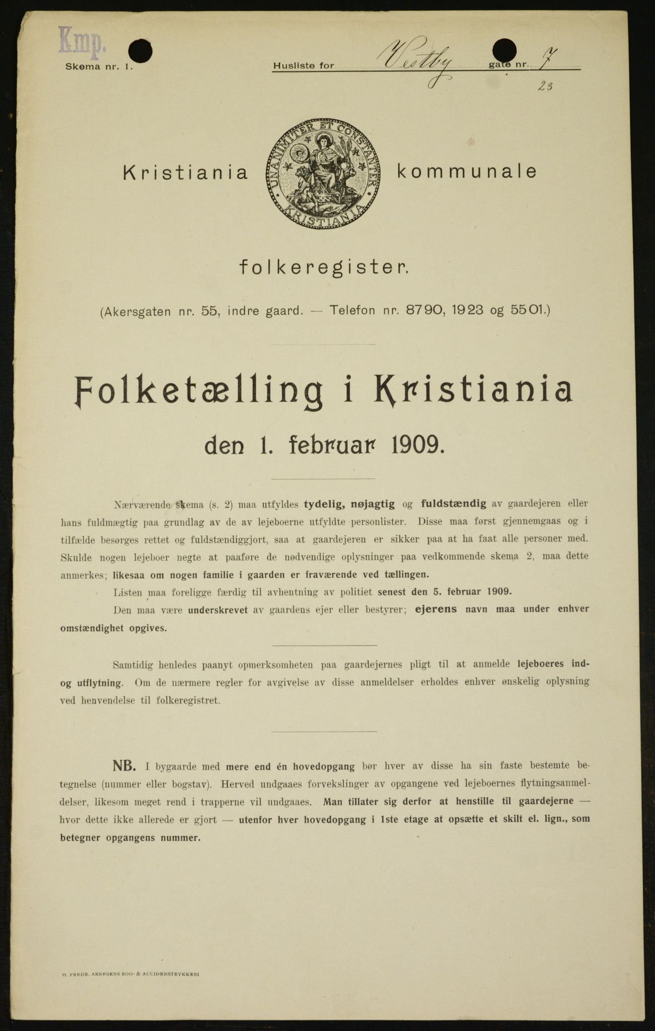 OBA, Kommunal folketelling 1.2.1909 for Kristiania kjøpstad, 1909, s. 90502