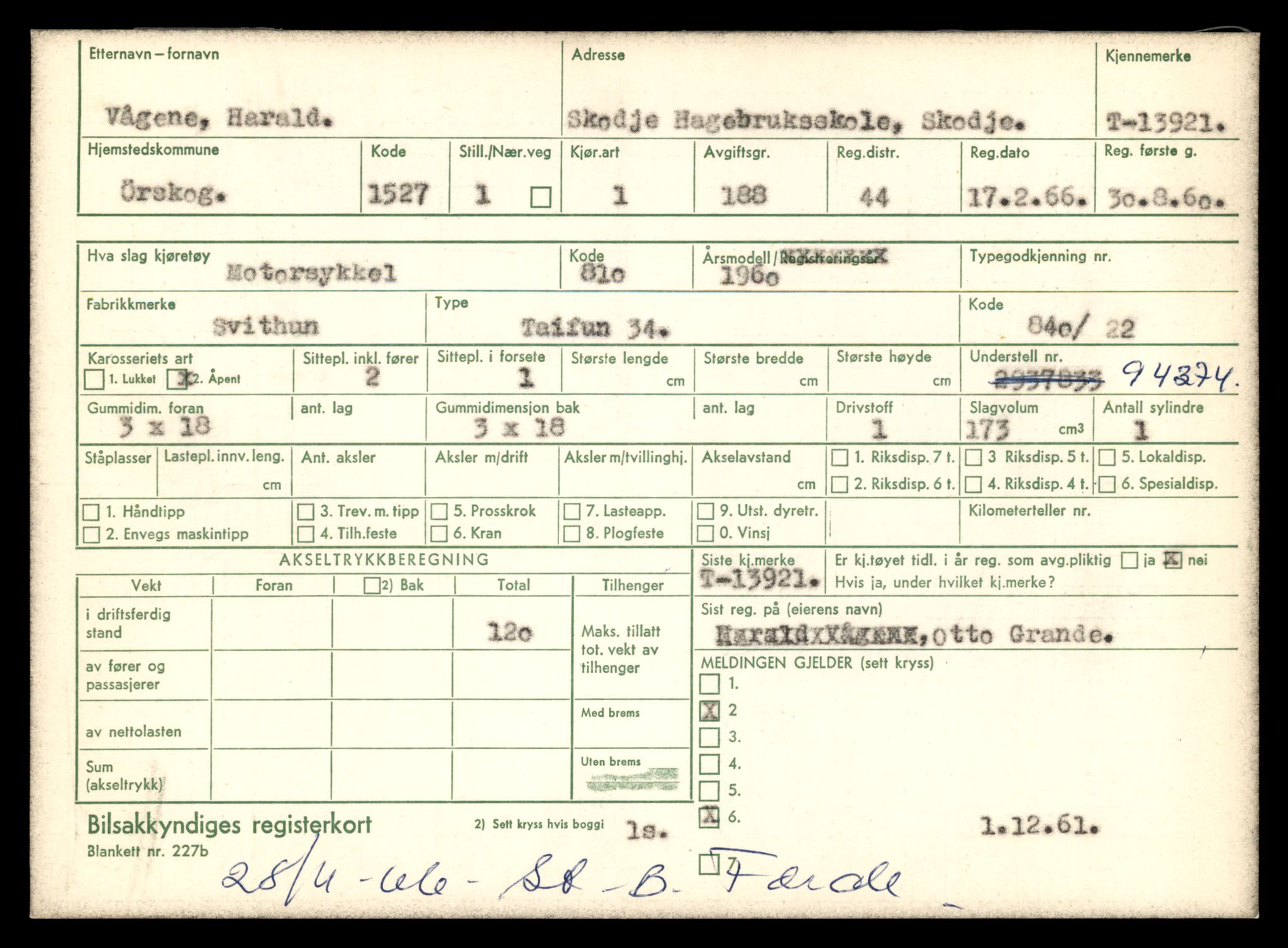 Møre og Romsdal vegkontor - Ålesund trafikkstasjon, AV/SAT-A-4099/F/Fe/L0042: Registreringskort for kjøretøy T 13906 - T 14079, 1927-1998, s. 214