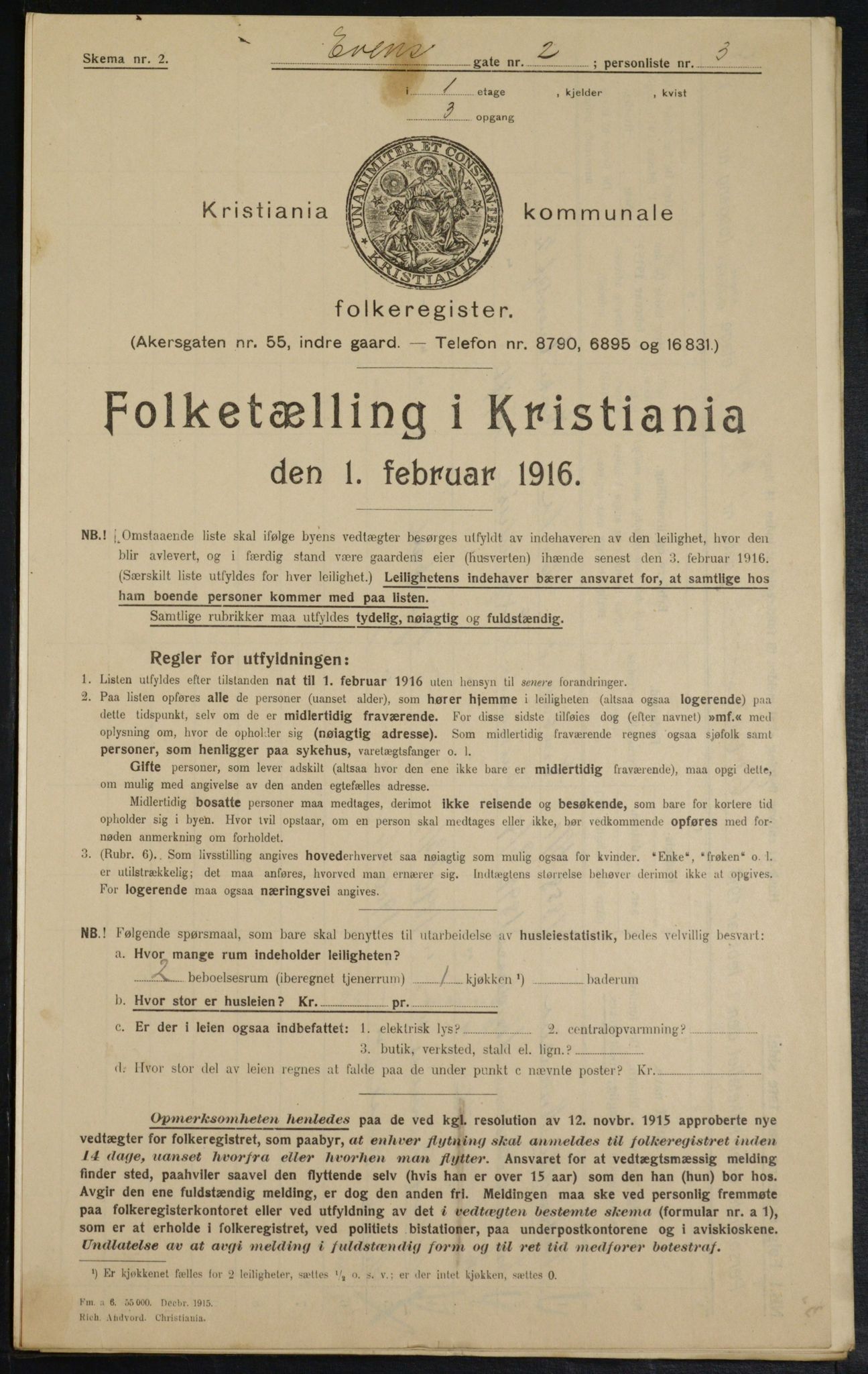 OBA, Kommunal folketelling 1.2.1916 for Kristiania, 1916, s. 23253