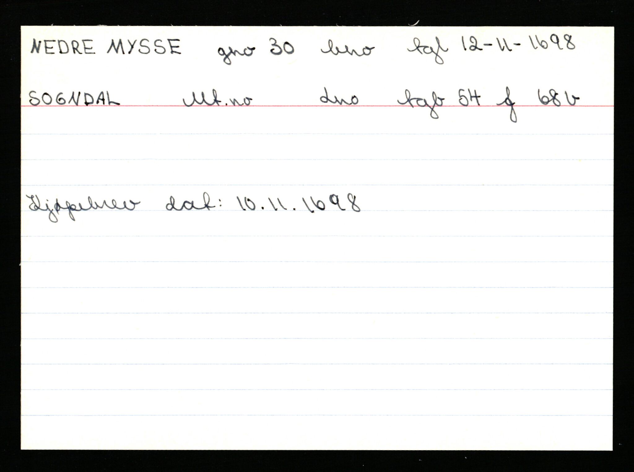 Statsarkivet i Stavanger, AV/SAST-A-101971/03/Y/Ym/L0040: Åstedskort sortert etter gårdsnavn: Mykje - Navrestad, 1600-1950, s. 99