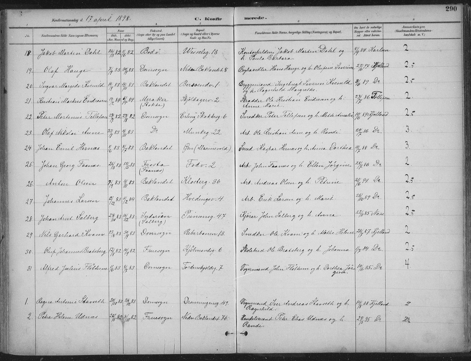 Ministerialprotokoller, klokkerbøker og fødselsregistre - Sør-Trøndelag, SAT/A-1456/601/L0062: Ministerialbok nr. 601A30, 1891-1911, s. 290