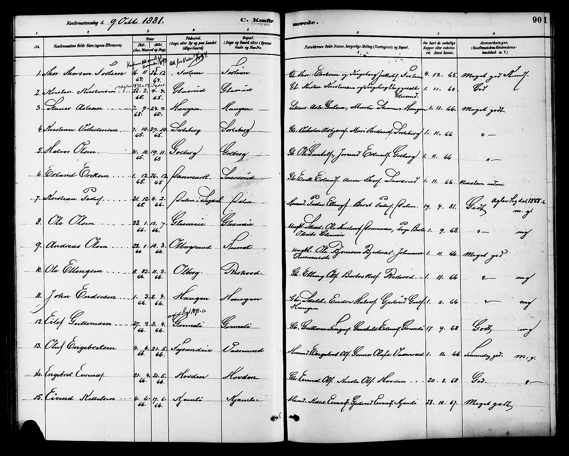 Krødsherad kirkebøker, AV/SAKO-A-19/G/Ga/L0001: Klokkerbok nr. 1, 1879-1893, s. 90