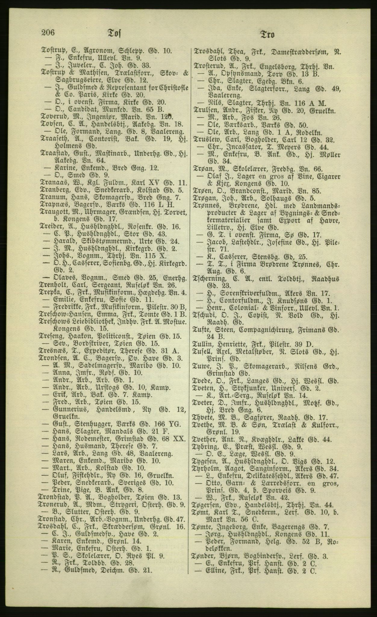 Kristiania/Oslo adressebok, PUBL/-, 1881, s. 206