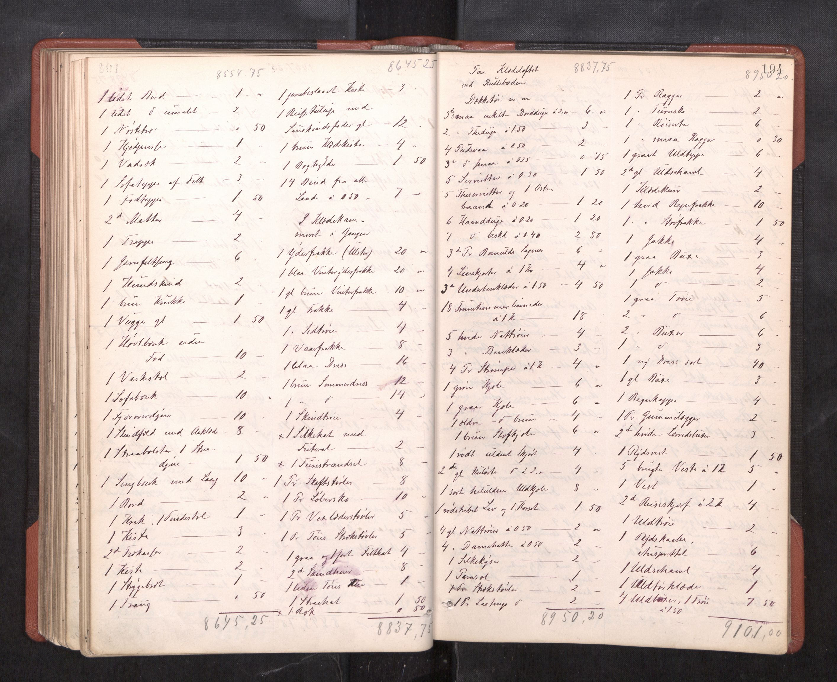 Trondheim byfogd, AV/SAT-A-0003/1/3/3C/L0014: Skifteregistreringsprotokoll (u/ register), 1887-1897, s. 194