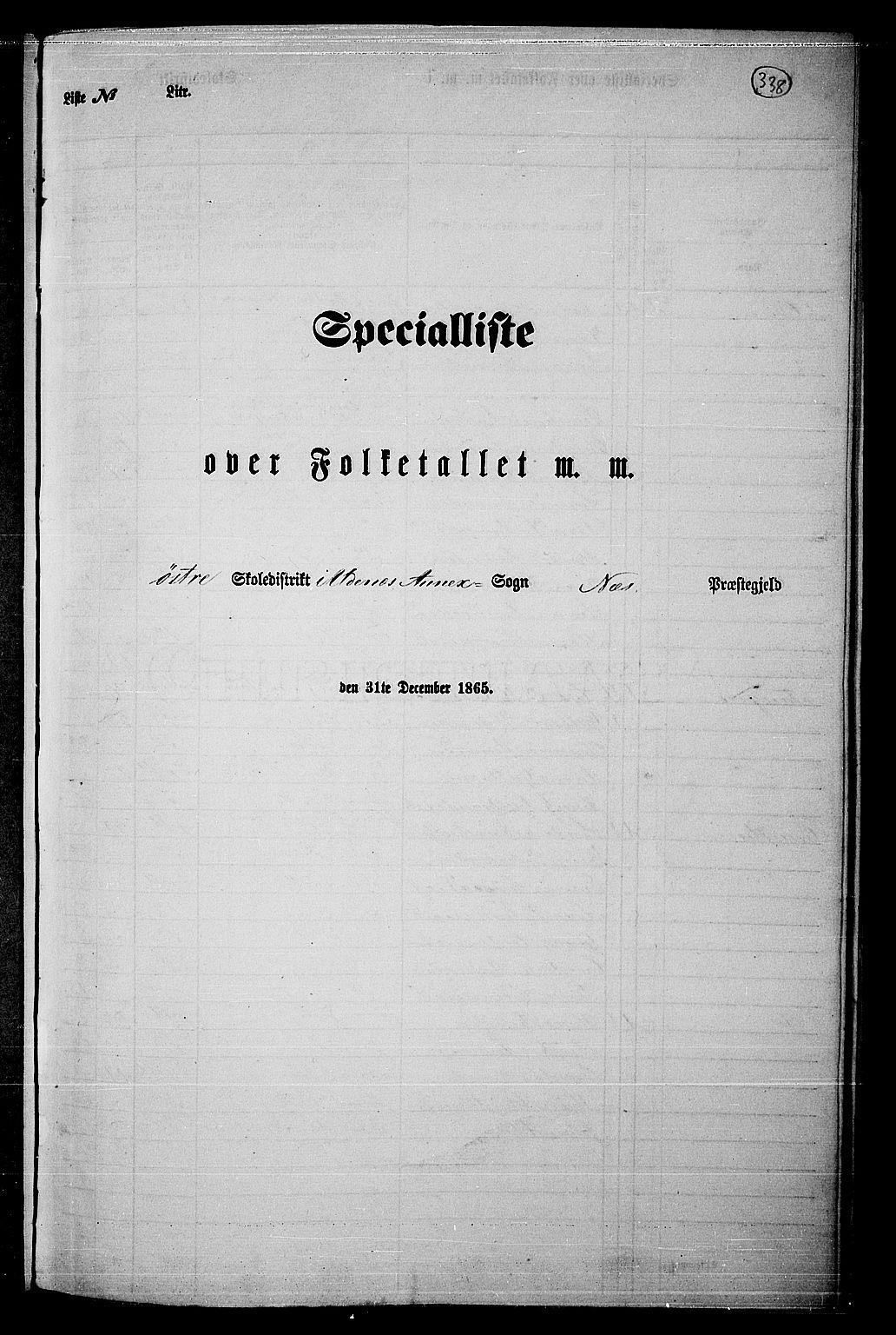 RA, Folketelling 1865 for 0236P Nes prestegjeld, 1865, s. 308