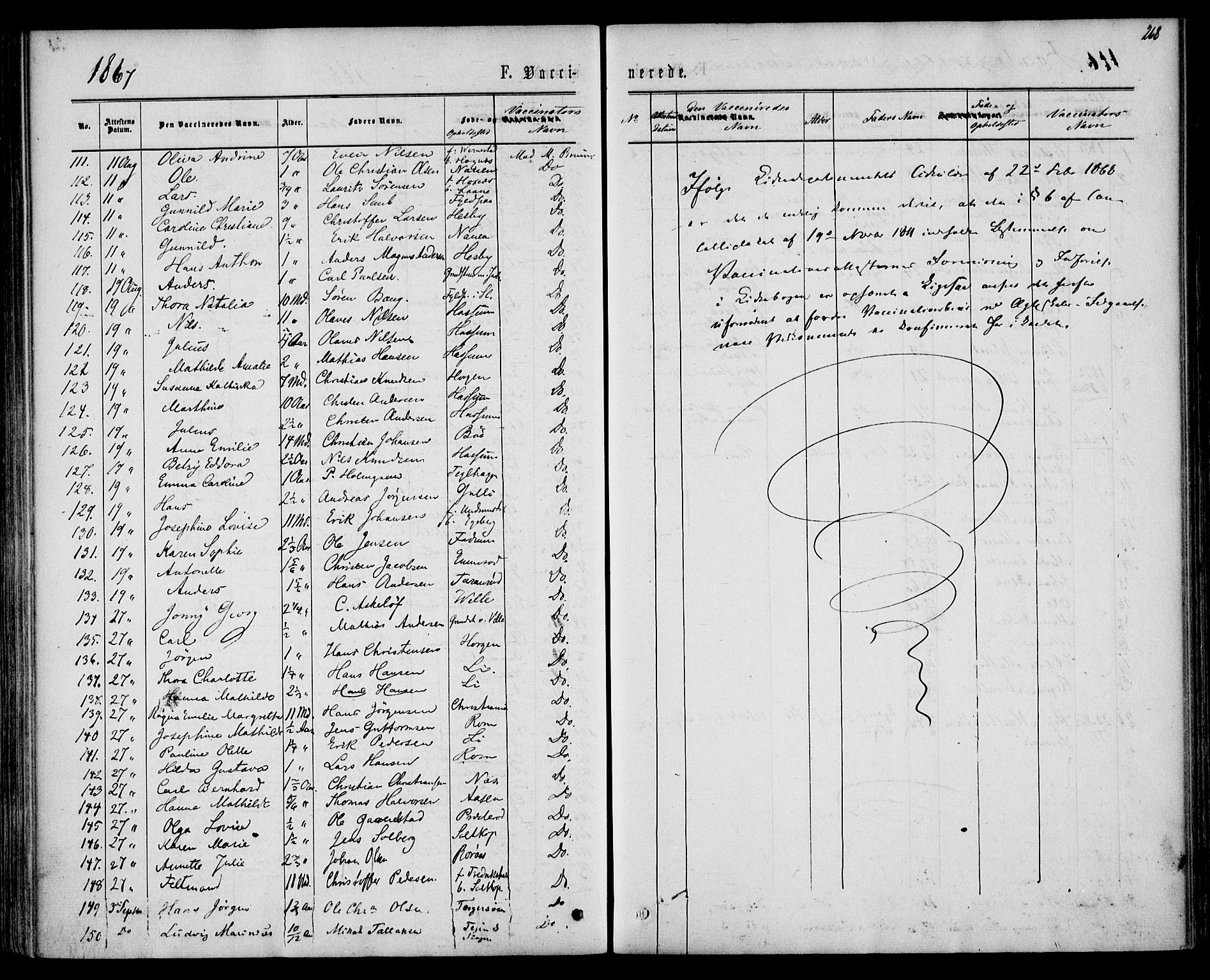 Sem kirkebøker, AV/SAKO-A-5/F/Fa/L0008: Ministerialbok nr. I 8, 1866-1873, s. 268