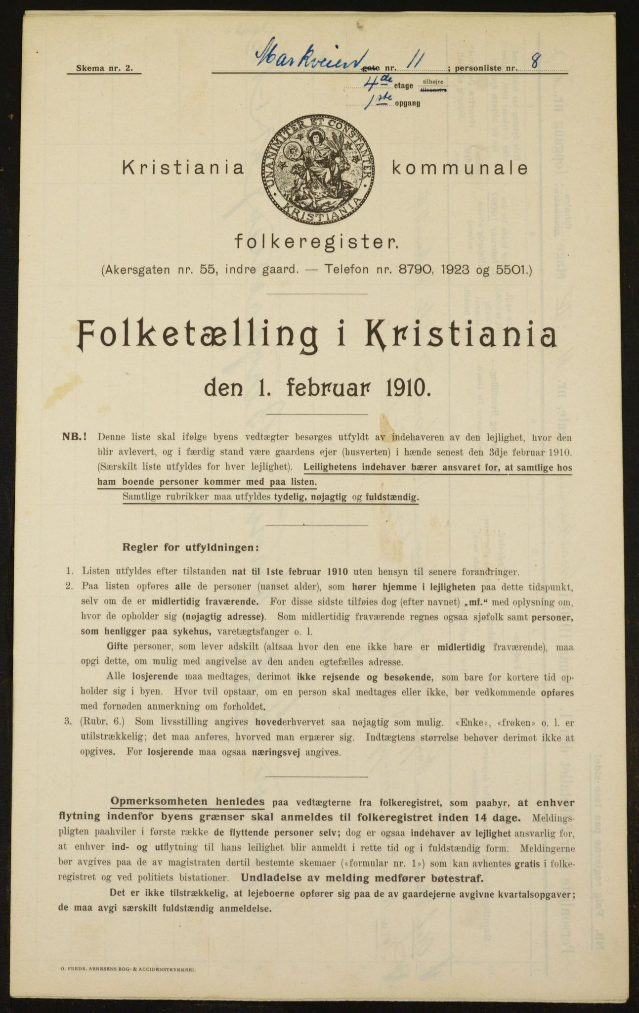 OBA, Kommunal folketelling 1.2.1910 for Kristiania, 1910, s. 61167