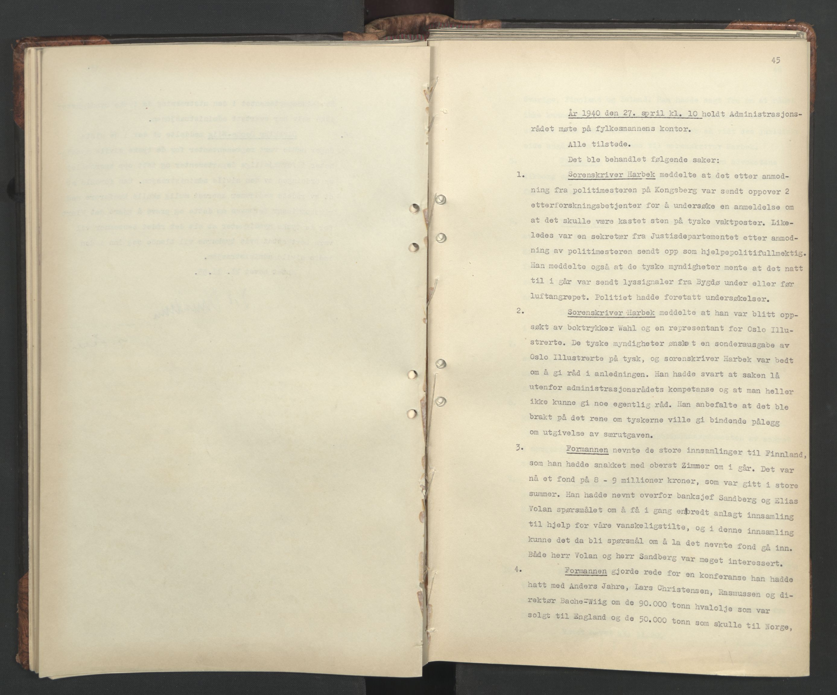 Administrasjonsrådet, AV/RA-S-1004/A/L0001: Møteprotokoll med tillegg 15/4-25/9, 1940, s. 45