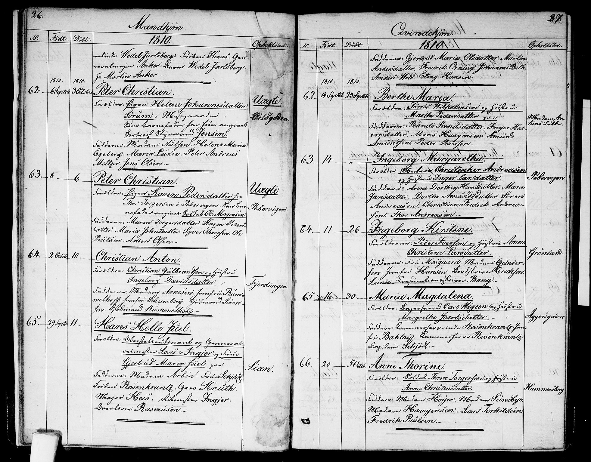 Garnisonsmenigheten Kirkebøker, SAO/A-10846/G/Ga/L0002: Klokkerbok nr. 2, 1810-1814, s. 26-27