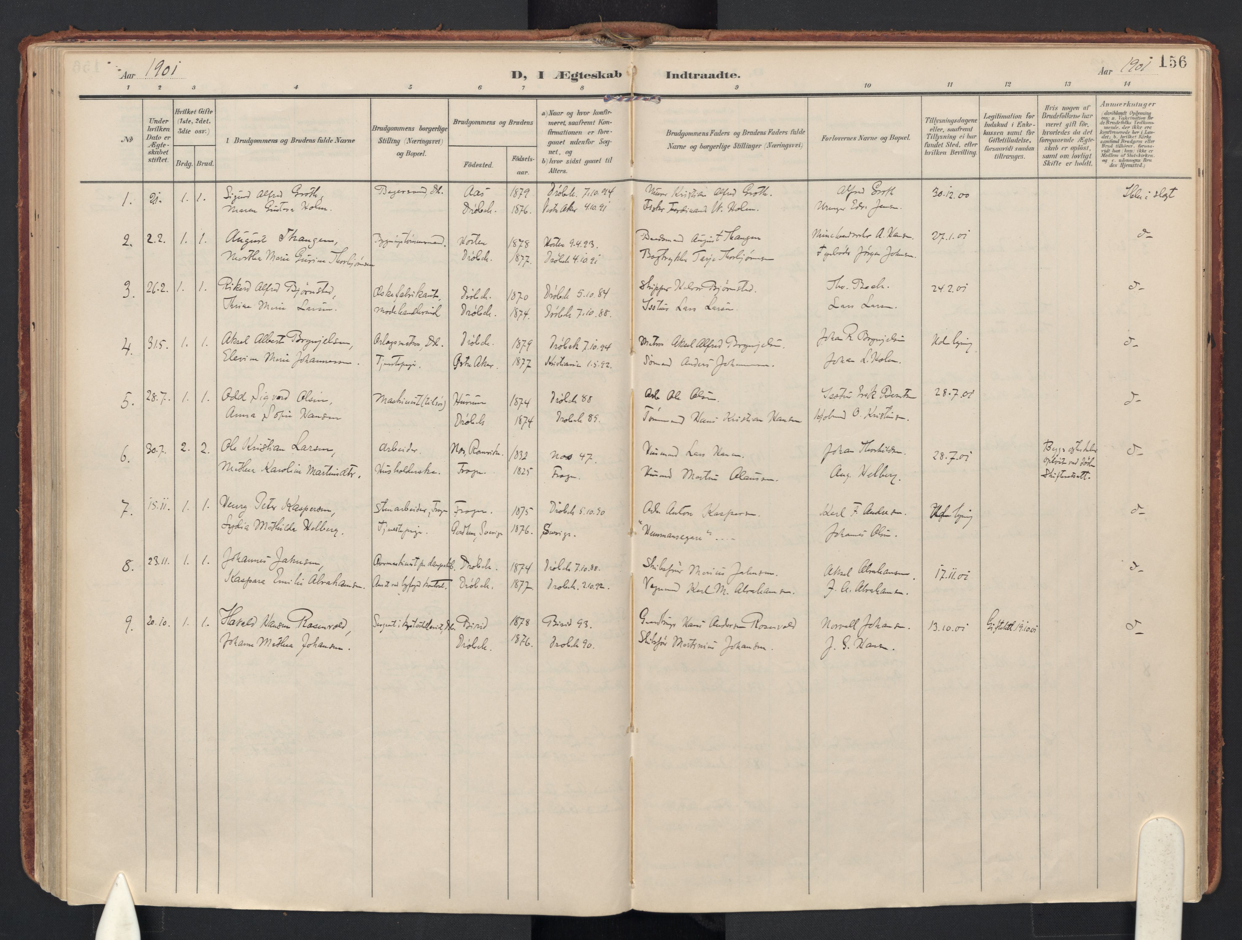 Drøbak prestekontor Kirkebøker, AV/SAO-A-10142a/F/Fb/L0003: Ministerialbok nr. II 3, 1897-1918, s. 156