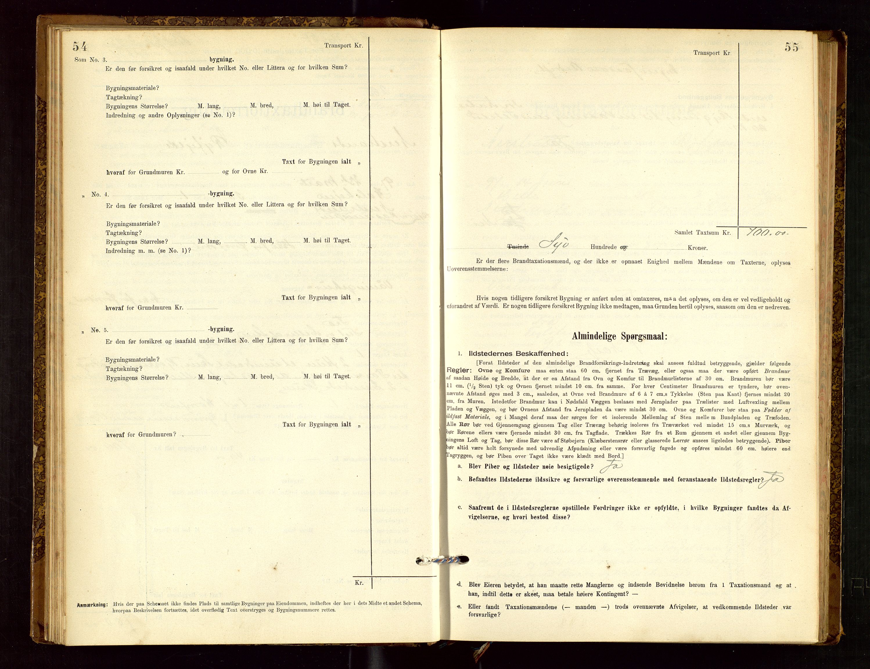 Nedstrand lensmannskontor, AV/SAST-A-100236/Gob/L0001: "Brandtaxationsprotokol for Nerstrand Lensmandsdistrikt Ryfylke fogderi", 1895-1915, s. 54-55