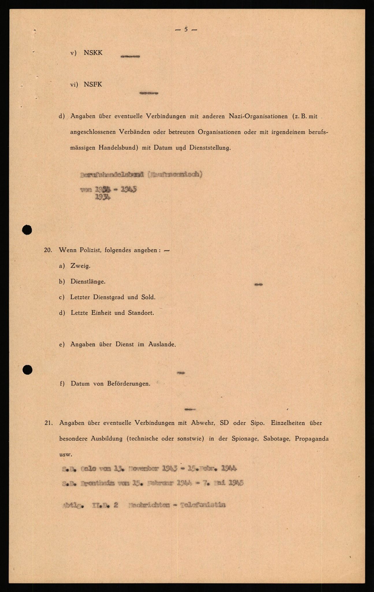 Forsvaret, Forsvarets overkommando II, RA/RAFA-3915/D/Db/L0029: CI Questionaires. Tyske okkupasjonsstyrker i Norge. Tyskere., 1945-1946, s. 379